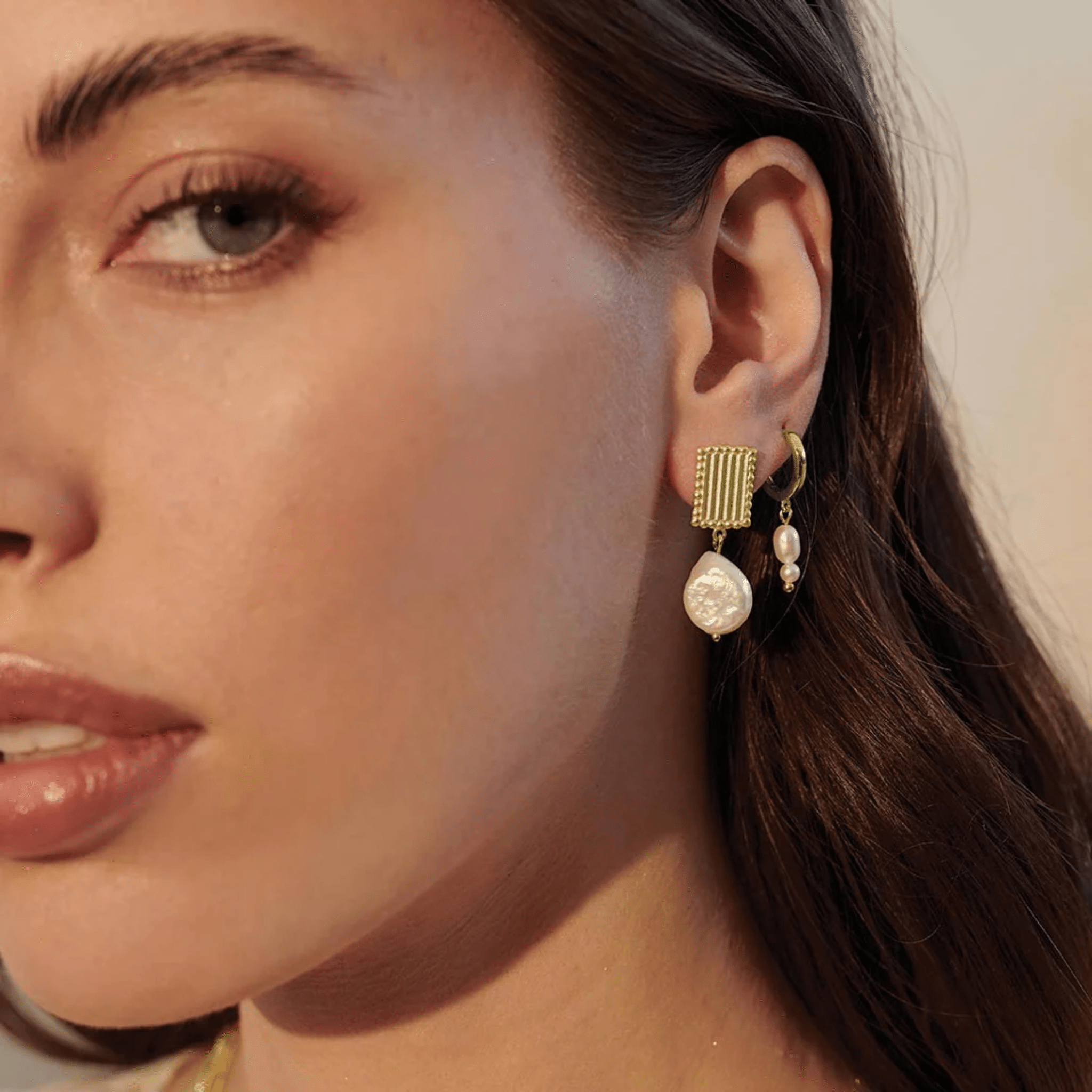 Earrings "Aphrodite" Small Pearl Drop 18KT Gold Plate - Whatever We Like -