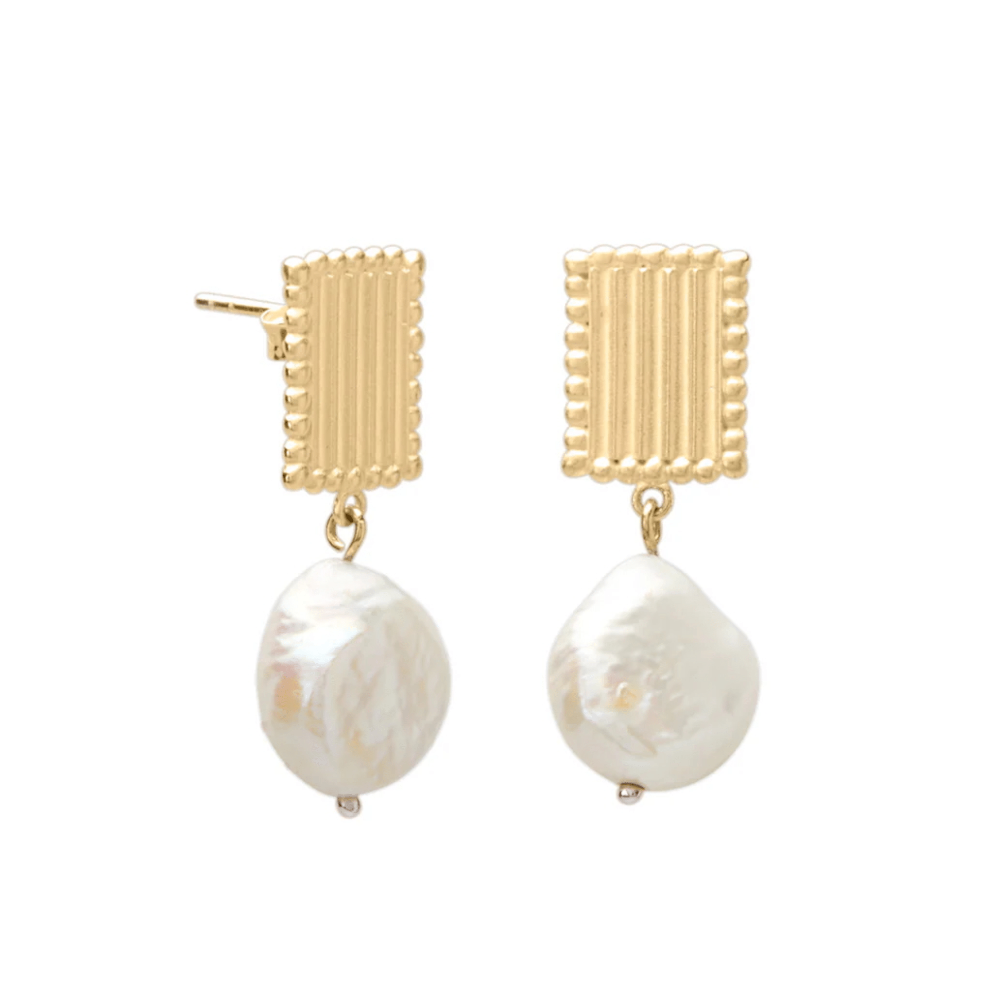 Earrings "Aphrodite" Small Pearl Drop 18KT Gold Plate - Whatever We Like -