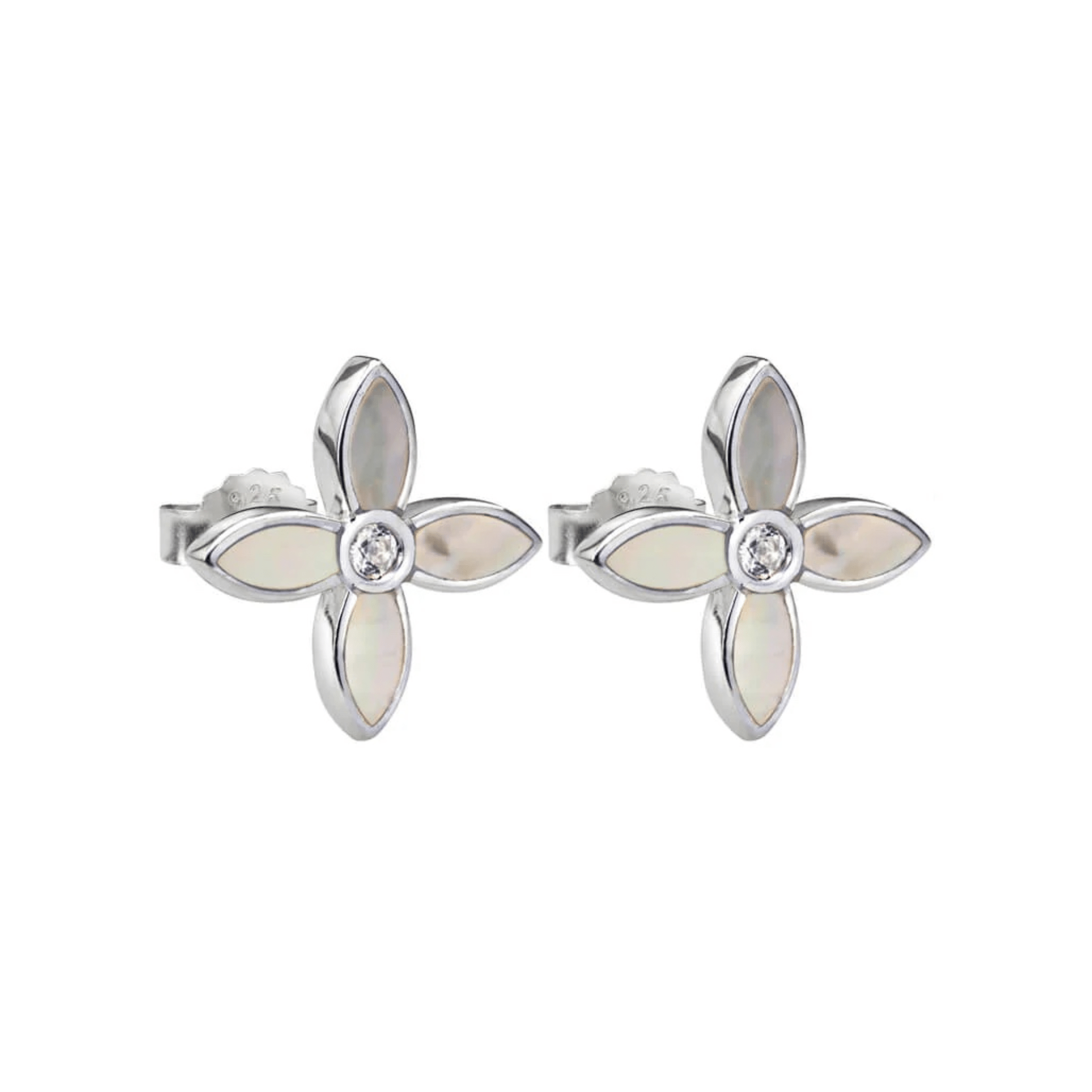 Earrings "Desert Flower" Stud w Mother of Pearl in Sterling Silver - Whatever We Like -