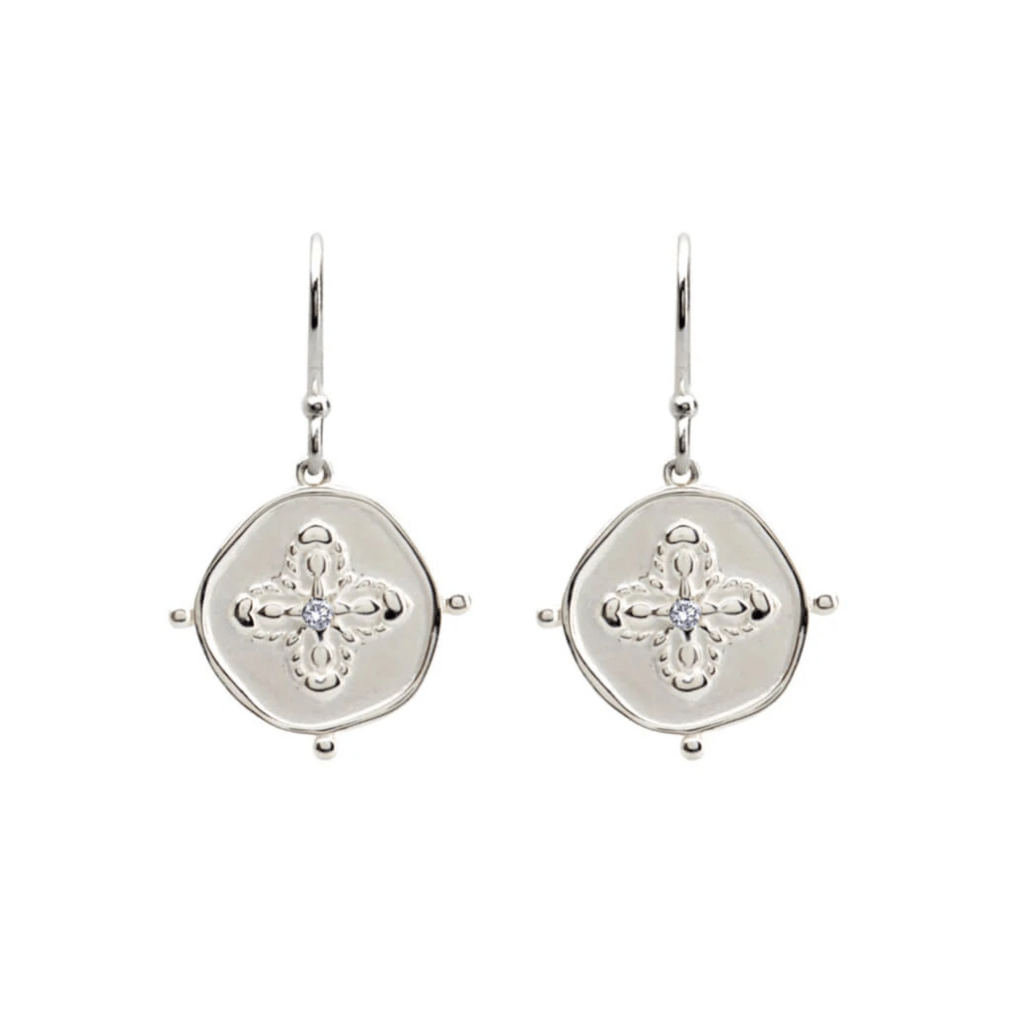 Earrings "Sahara" Sterling Silver w White Topaz Stone - Whatever We Like -
