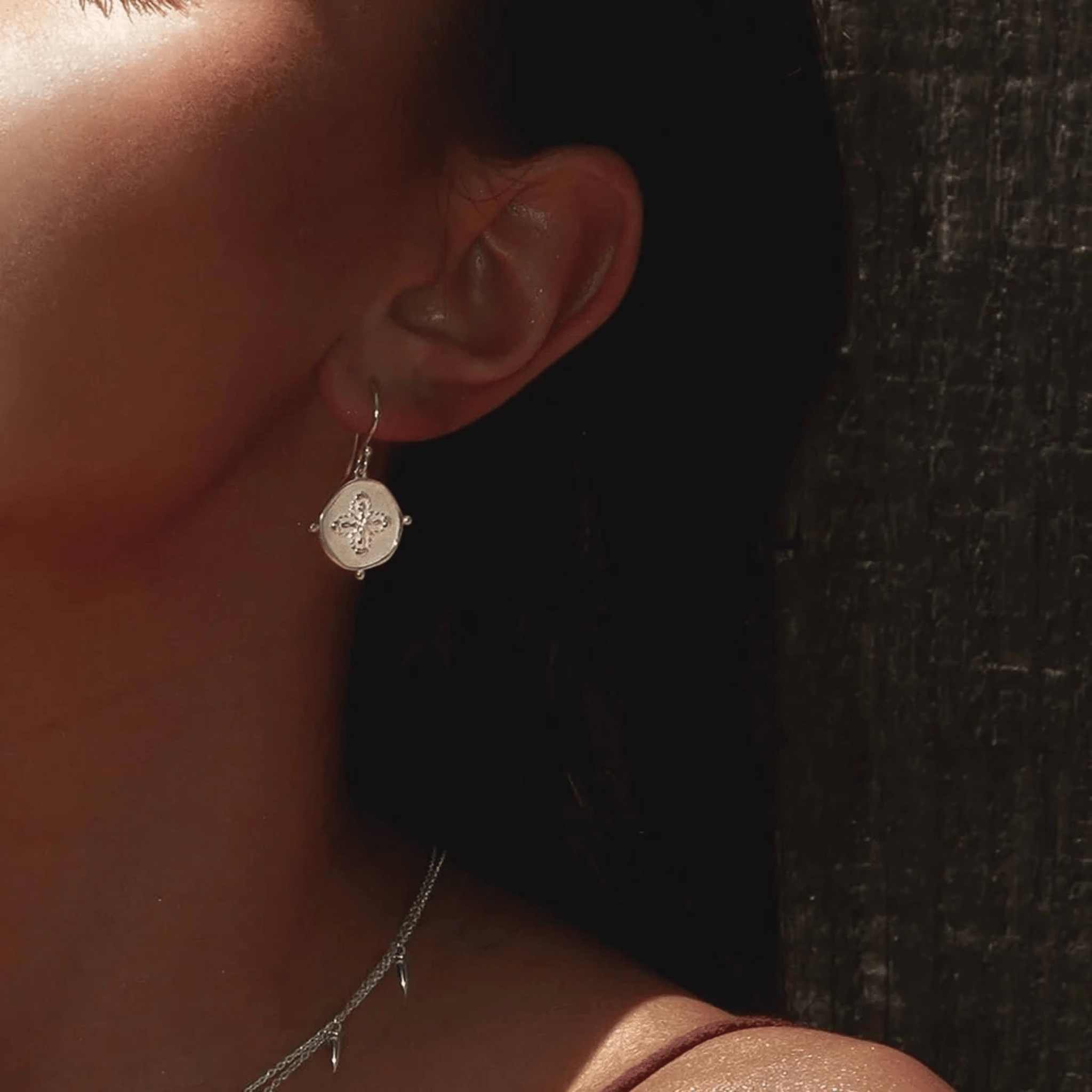 Earrings "Sahara" Sterling Silver w White Topaz Stone - Whatever We Like -