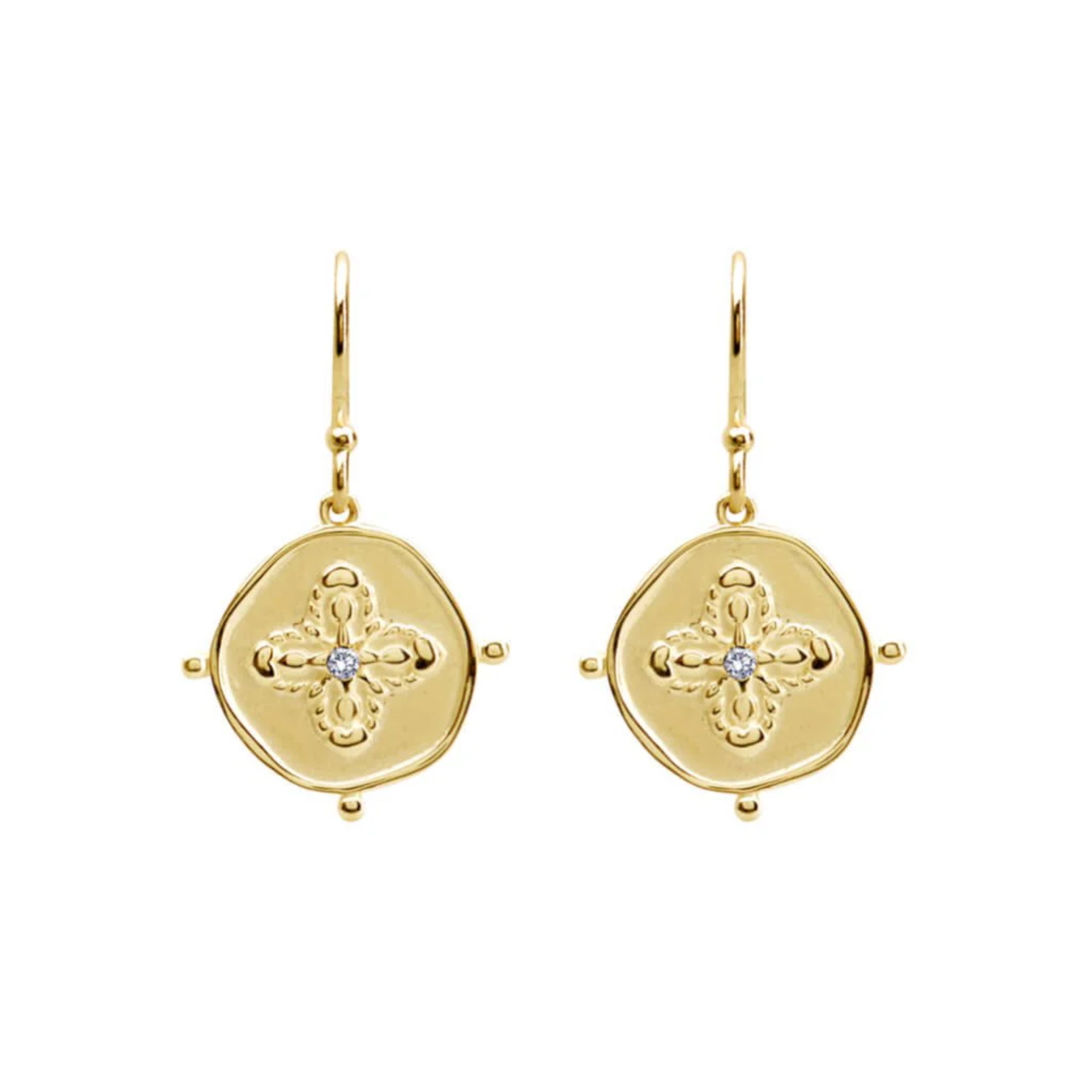 Earrings "Sahara" 18 KT Gold Plate w White Topaz
