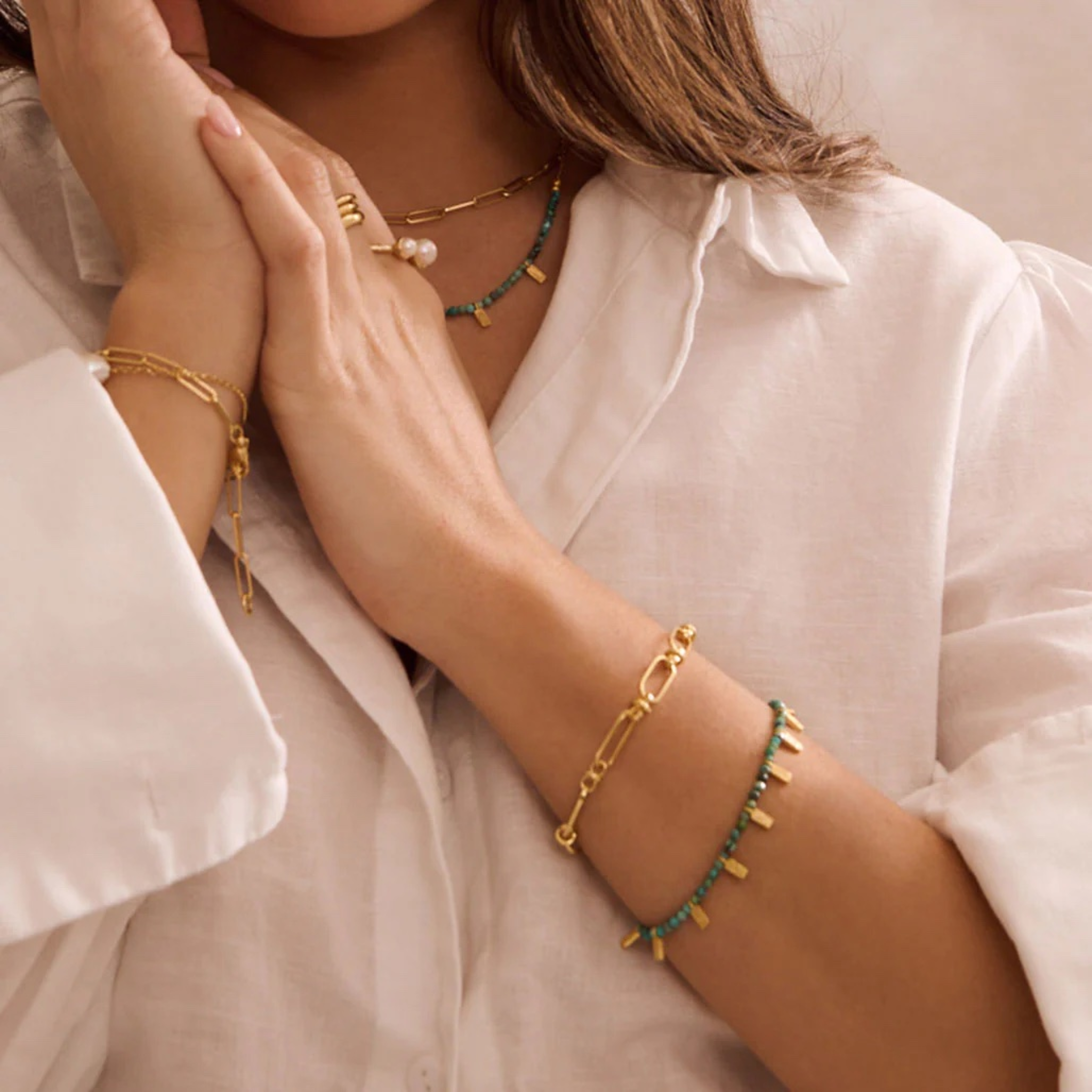 Bracelet Turquoise 18KT Gold Plate