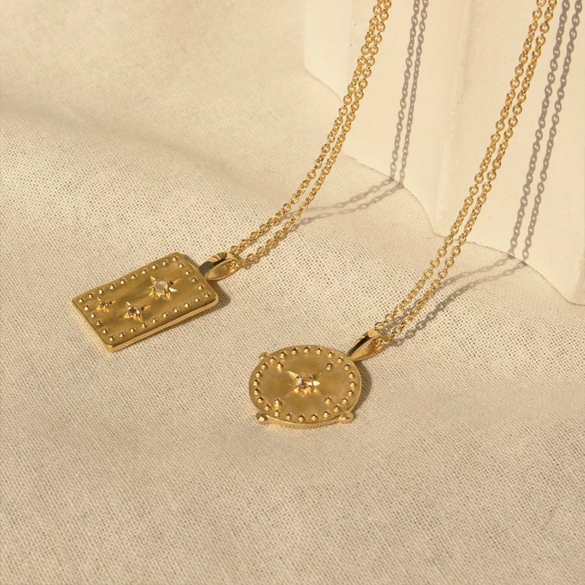 Necklace "Into the Light" Pendant 18 KT Gold Plate