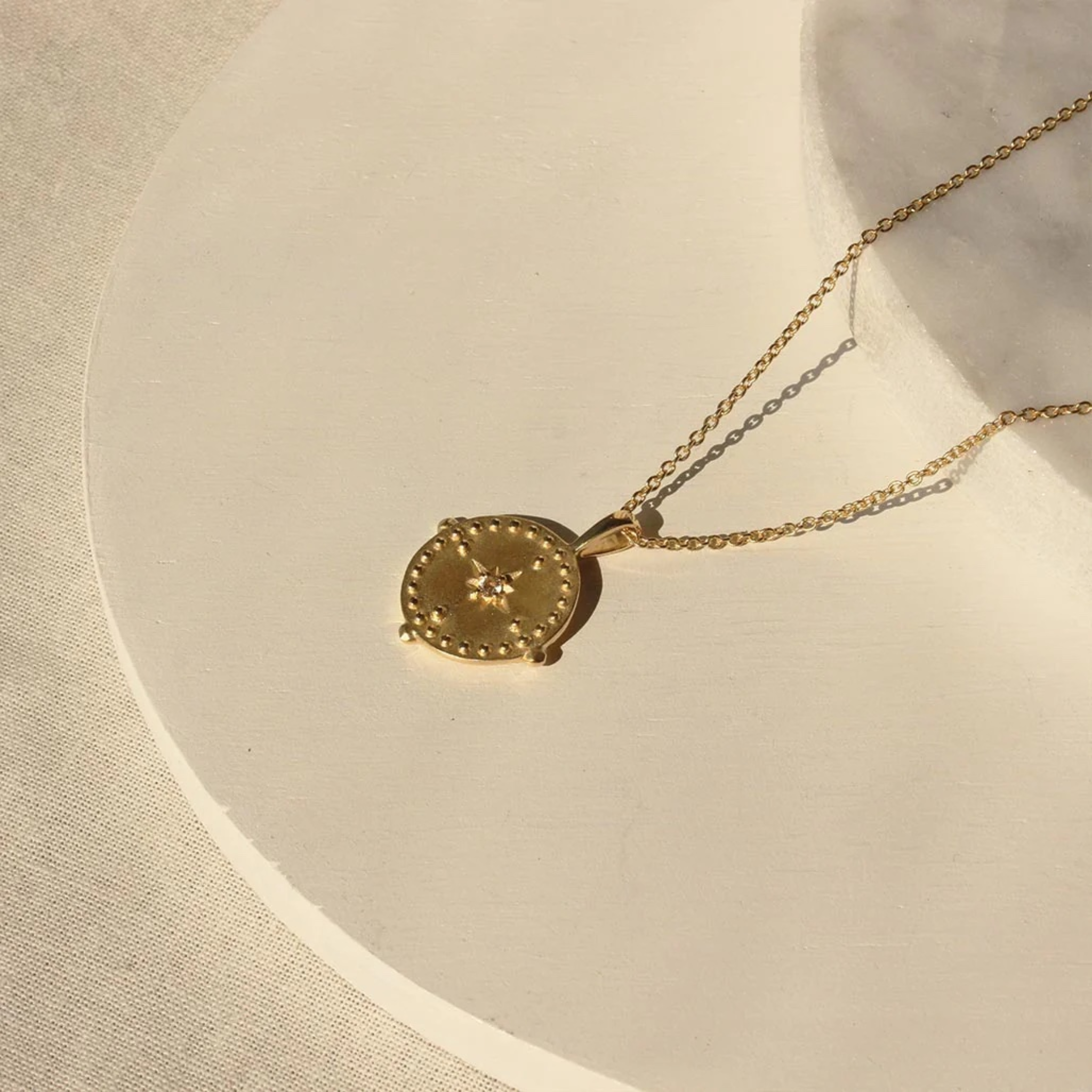 Necklace "Into the Light" Pendant 18 KT Gold Plate