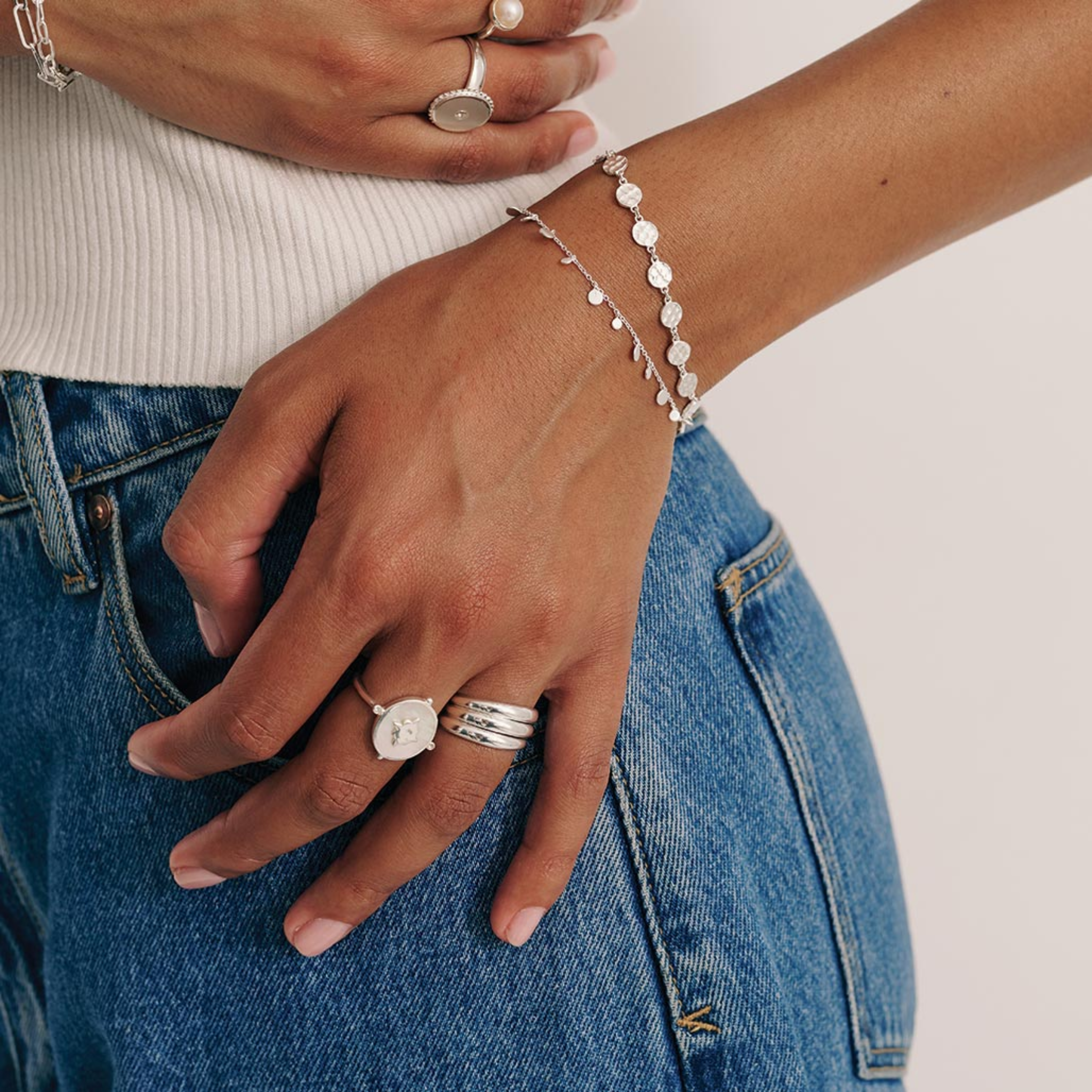Coin Bracelet in Sterling Silver