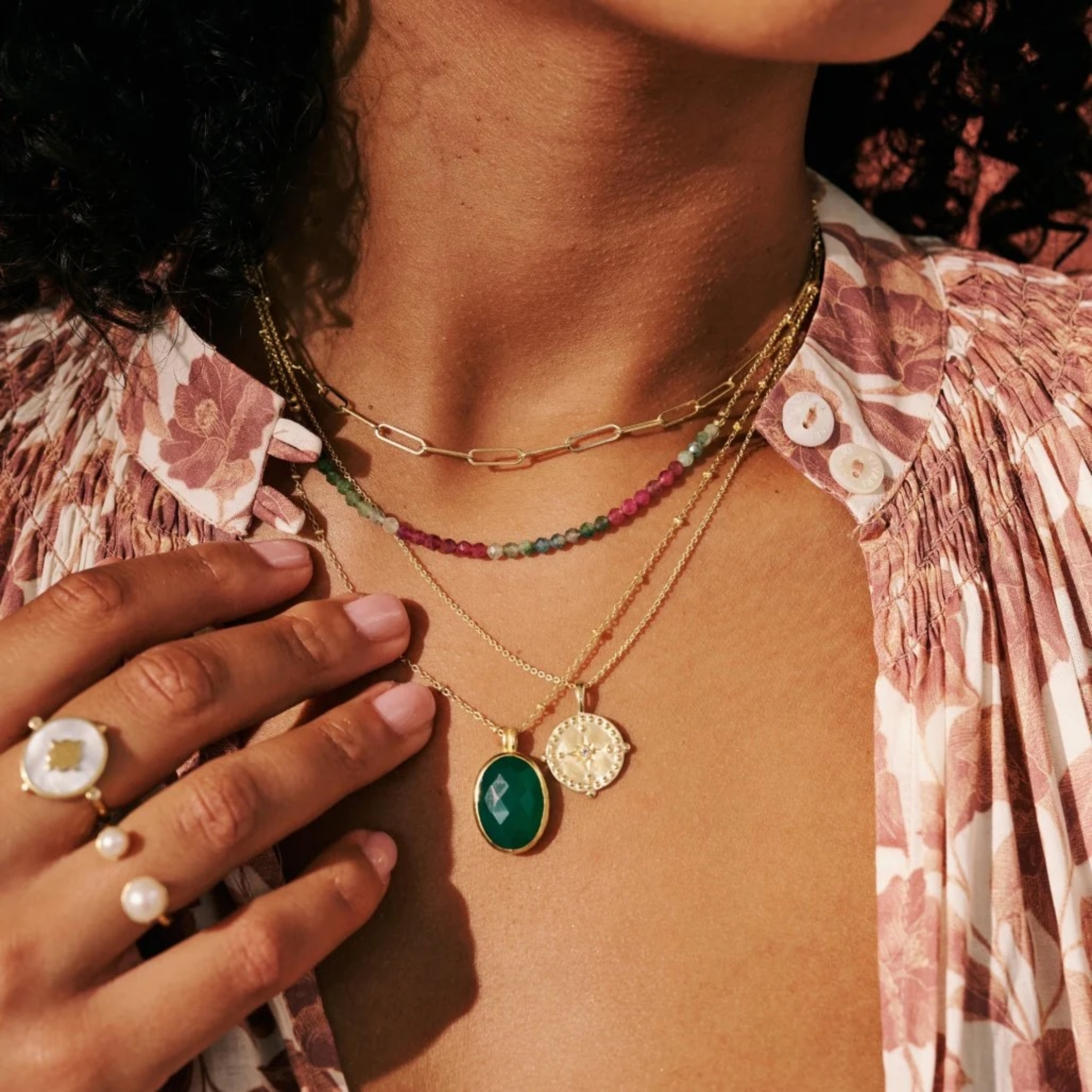Necklace "Wandering Soul" Tourmaline 18KT Gold