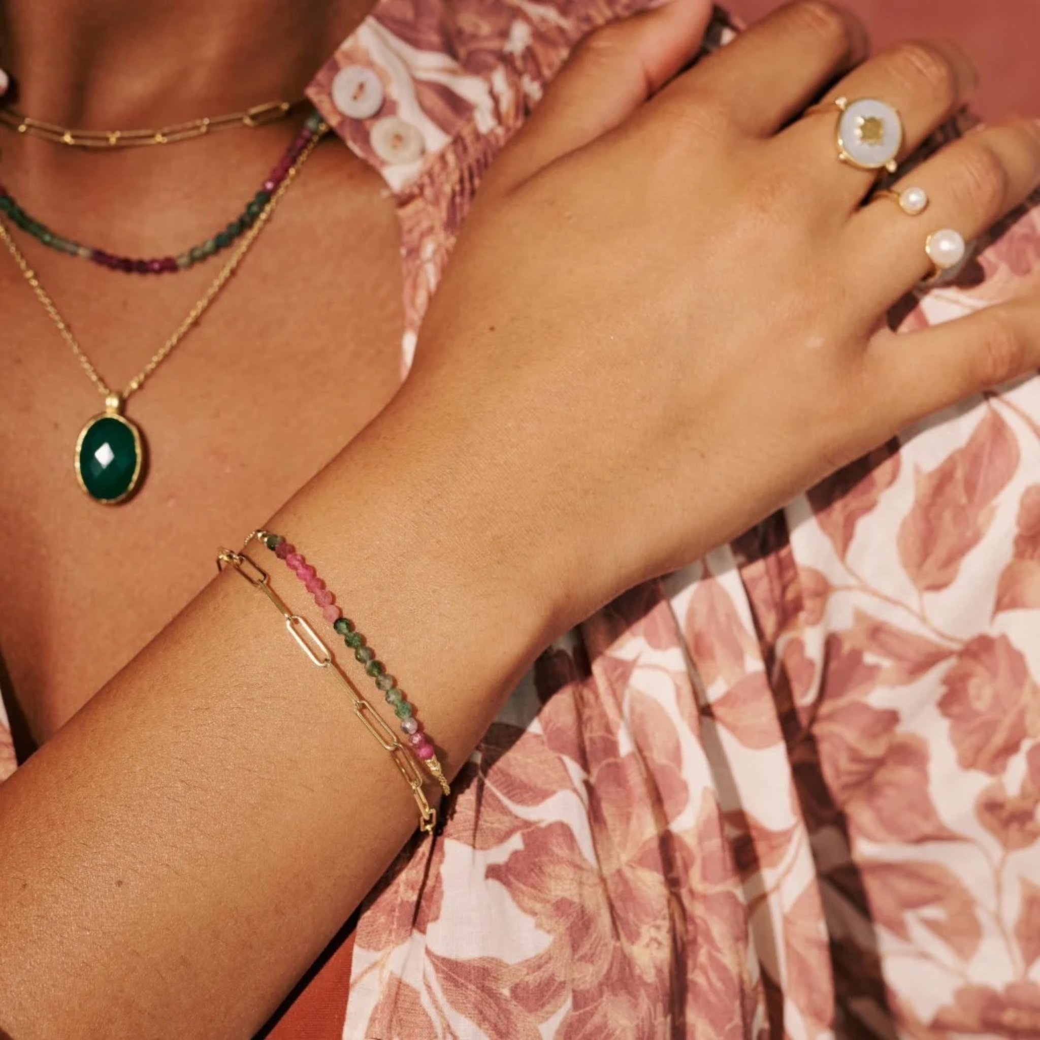 Bracelet "Wandering Soul" Tourmaline 18KT Gold Plate