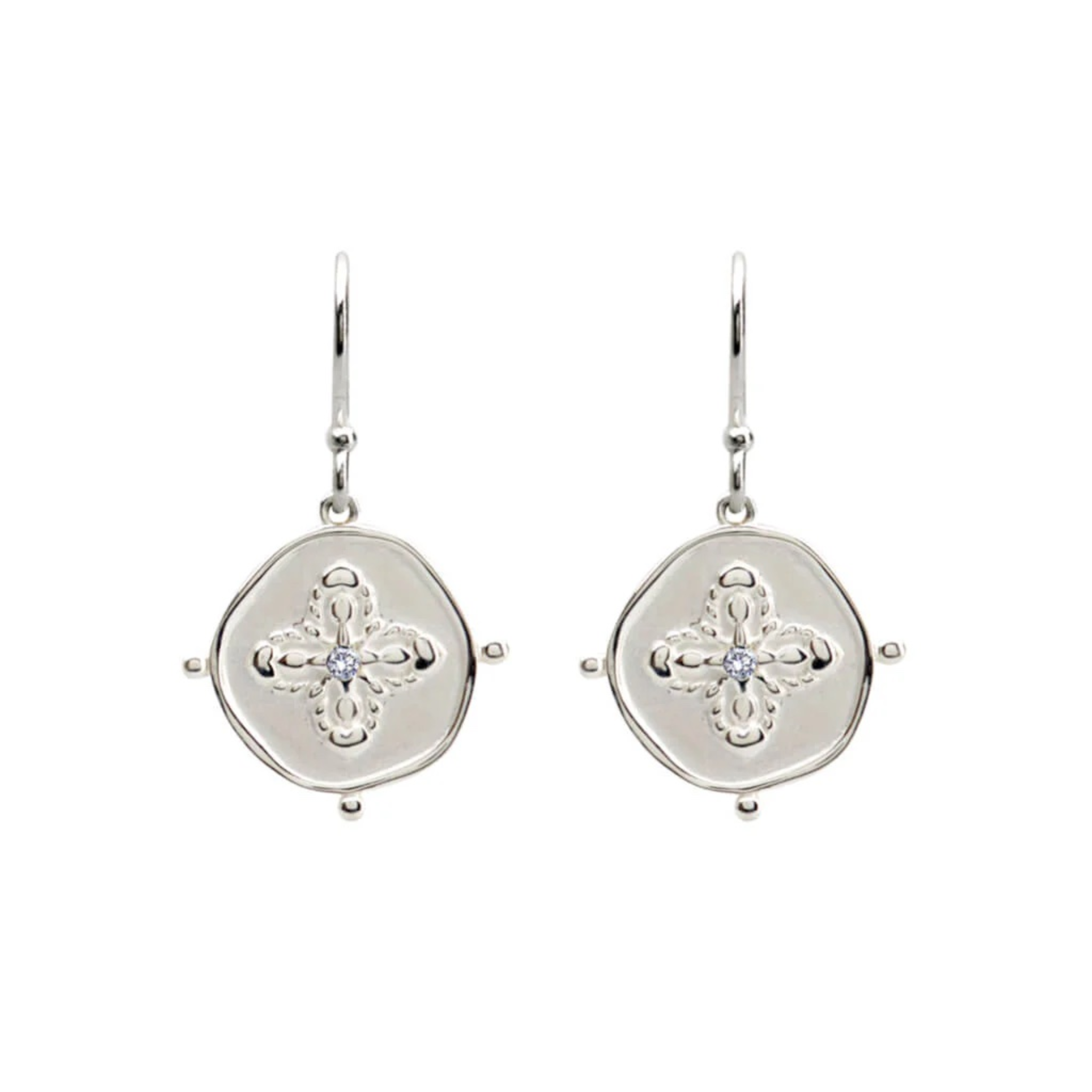 Earrings "Sahara" Sterling Silver w White Topaz Stone