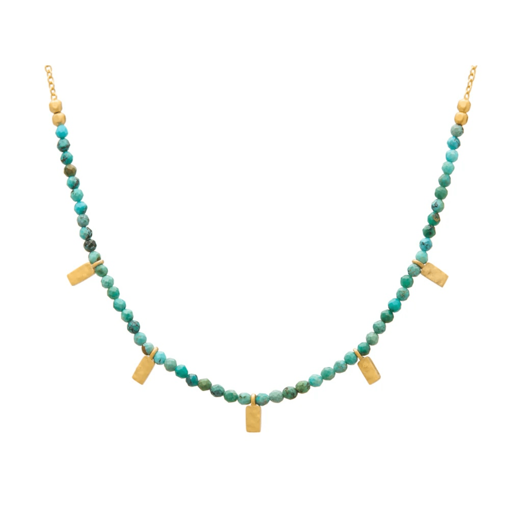 Necklace Turquoise Choker 18KT Gold Plate - Whatever We Like -