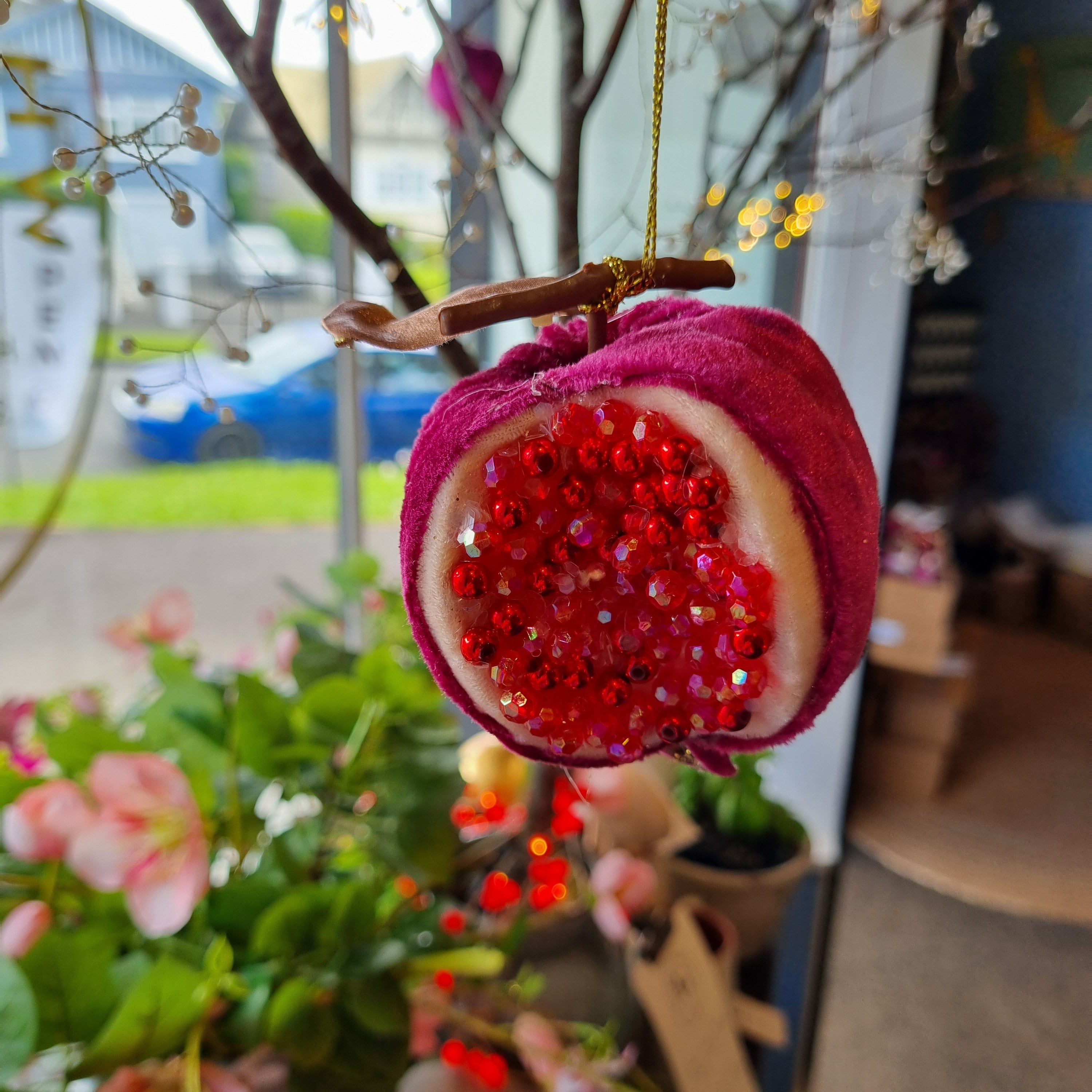 Luxe Beaded Pomegranate Decoration