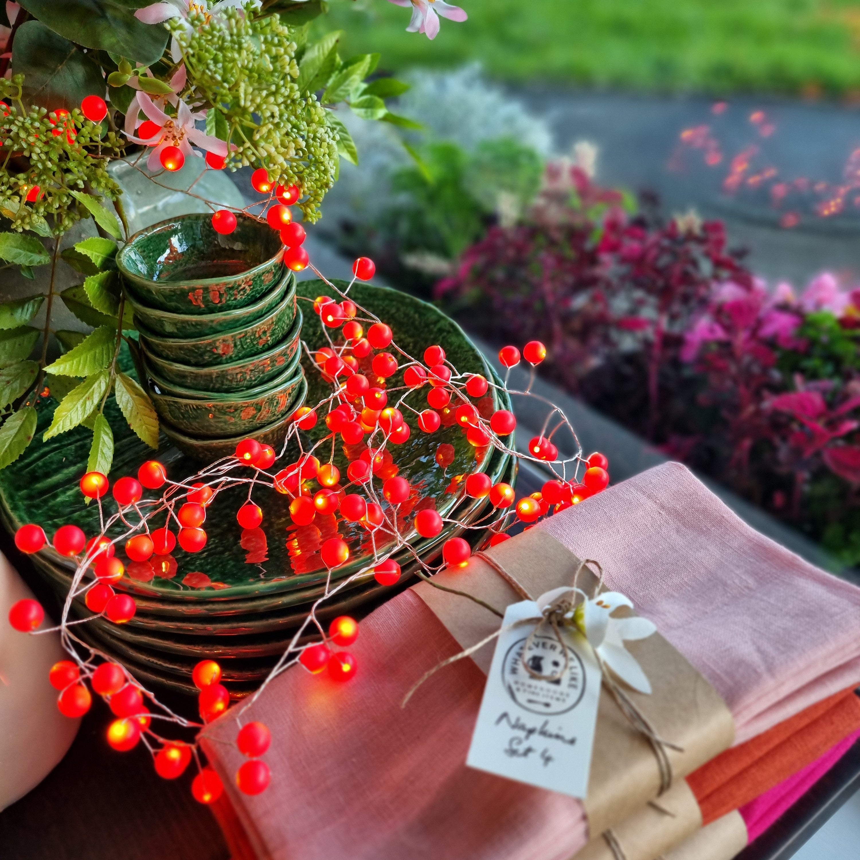Snowberry Light Chain in Orange/Red