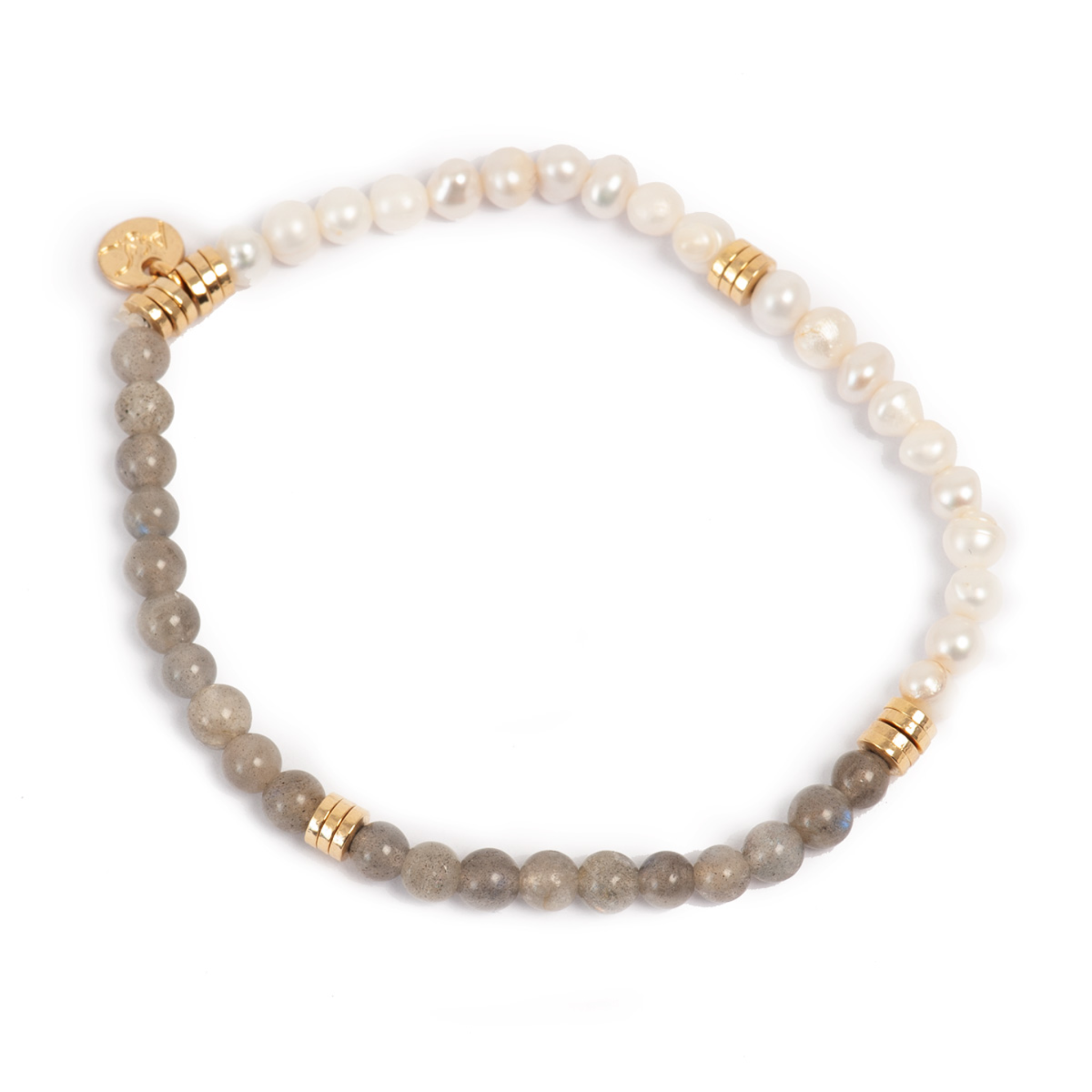 A&C Bracelet Elastic w Pearls & Laboradite