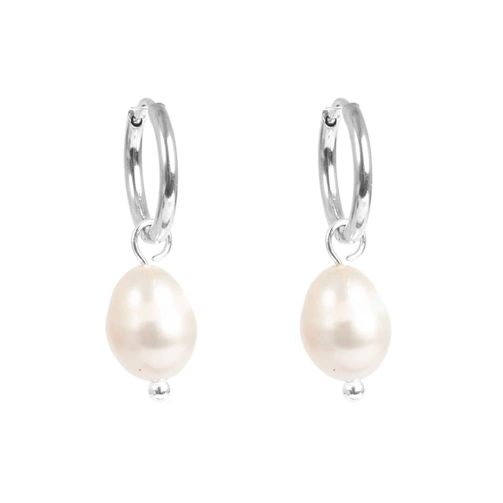 A&C Oslo Earrings S Steel Hoop w Pearl Drop