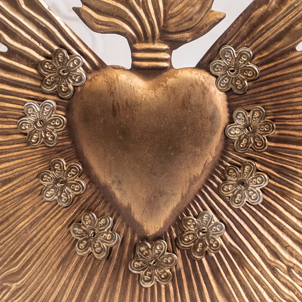 Decoration Golden Milagro Flaming Heart