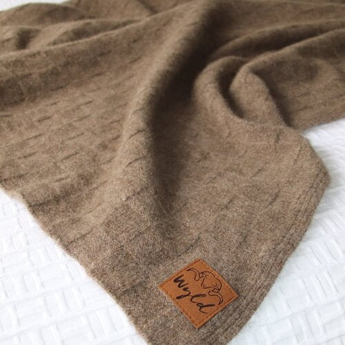 Wyld Hug Basketweave Blanket in Natural Brown