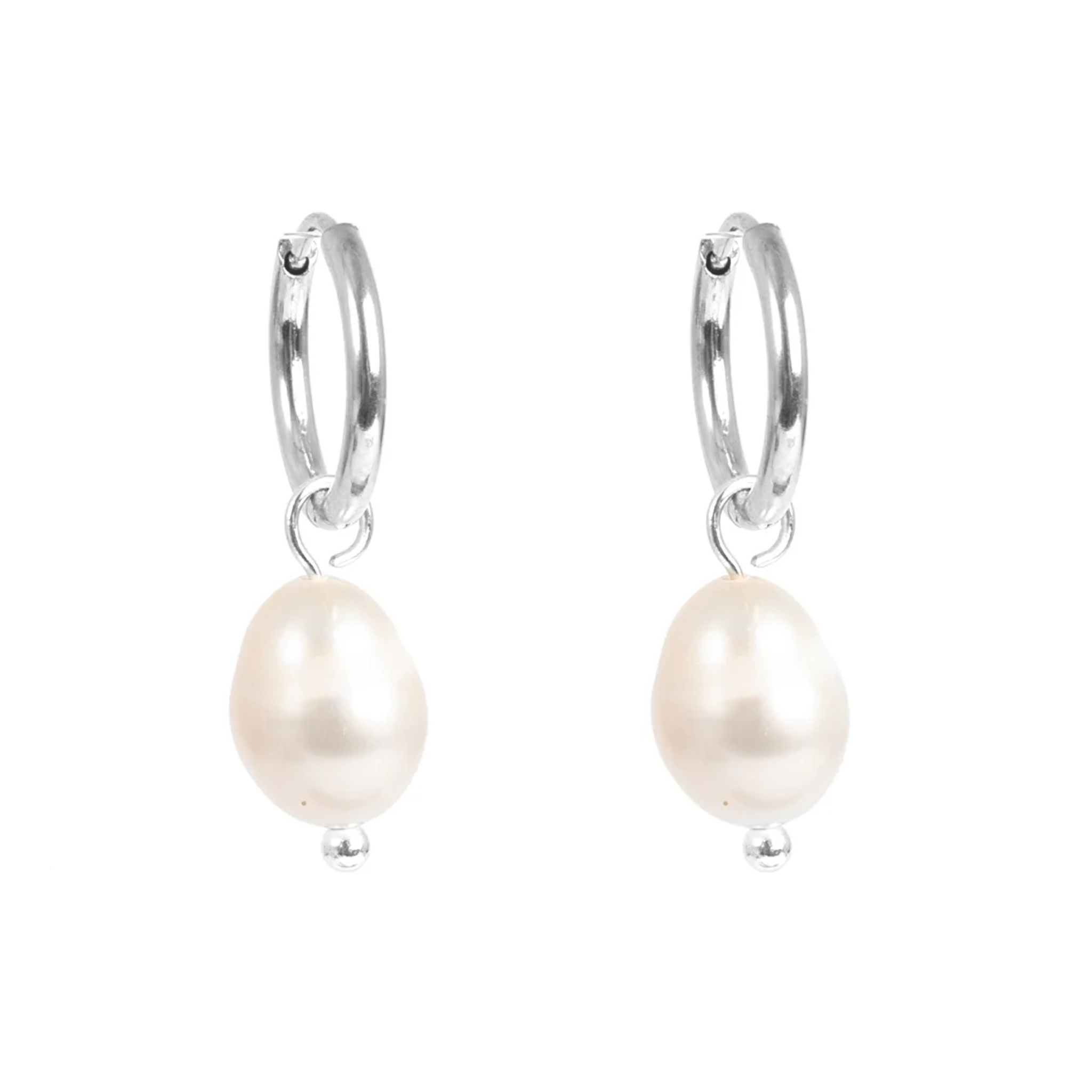 A&C Oslo Earrings S Steel Hoop w Pearl Drop - Whatever We Like - 