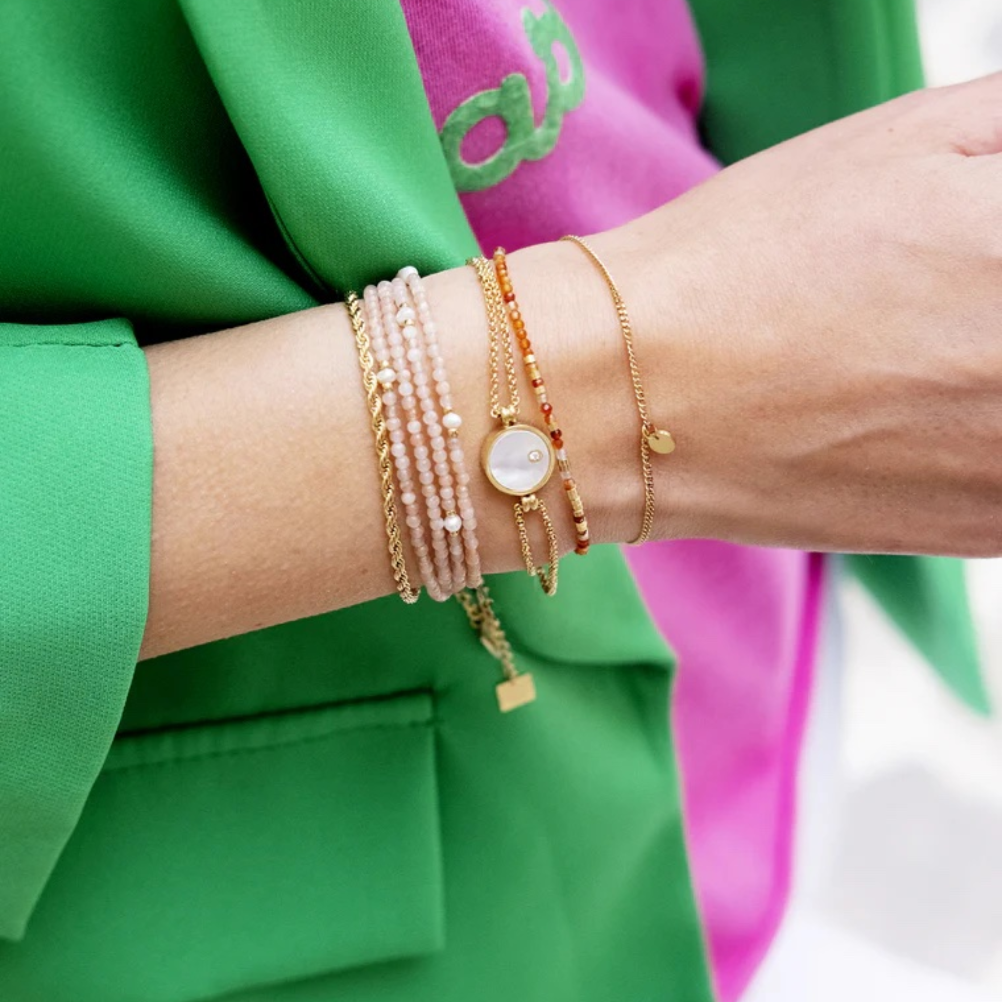 La Natura Bracelet - Pyrite & Pearl