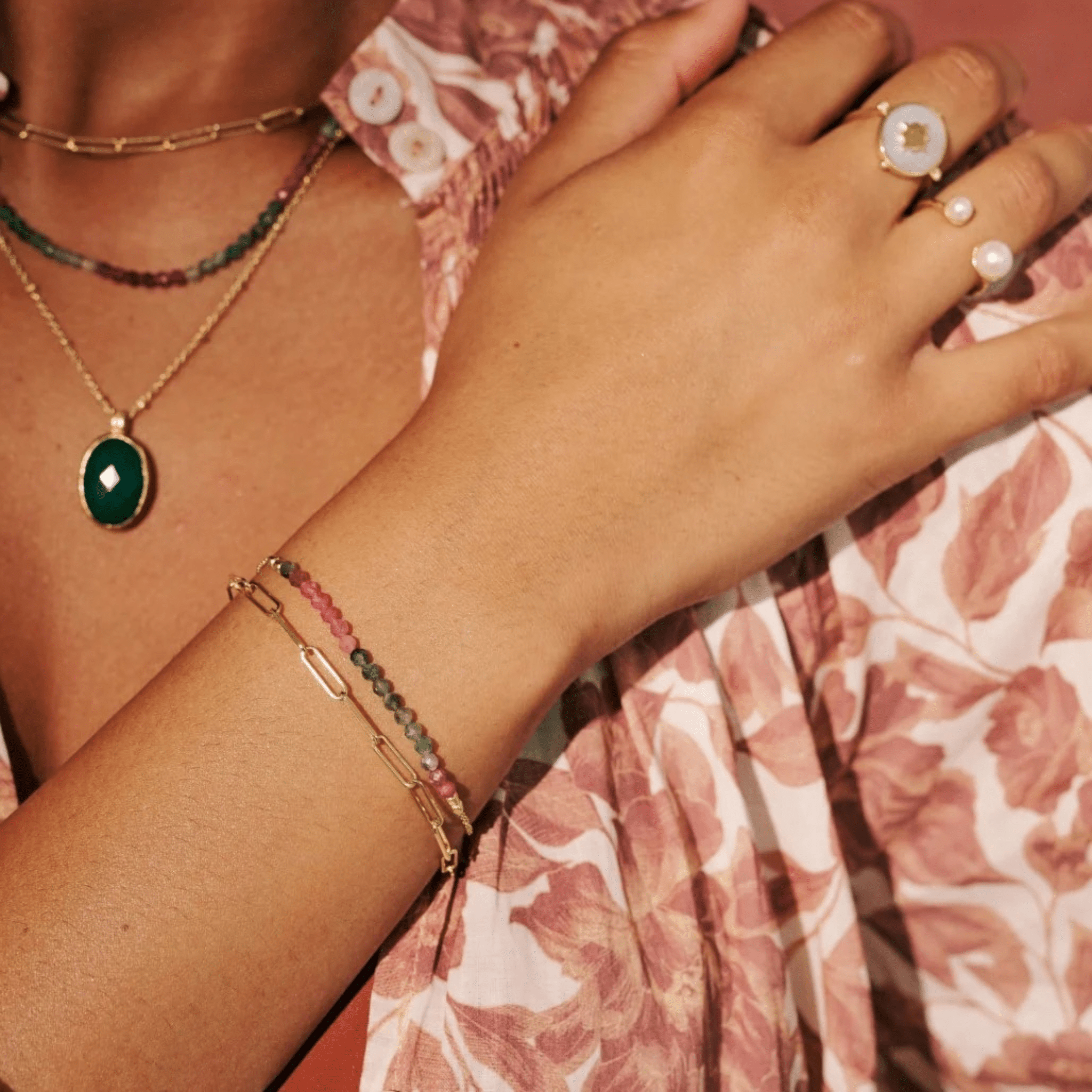 Bracelet "Wandering Soul" Tourmaline 18KT Gold Plate - Whatever We Like - 