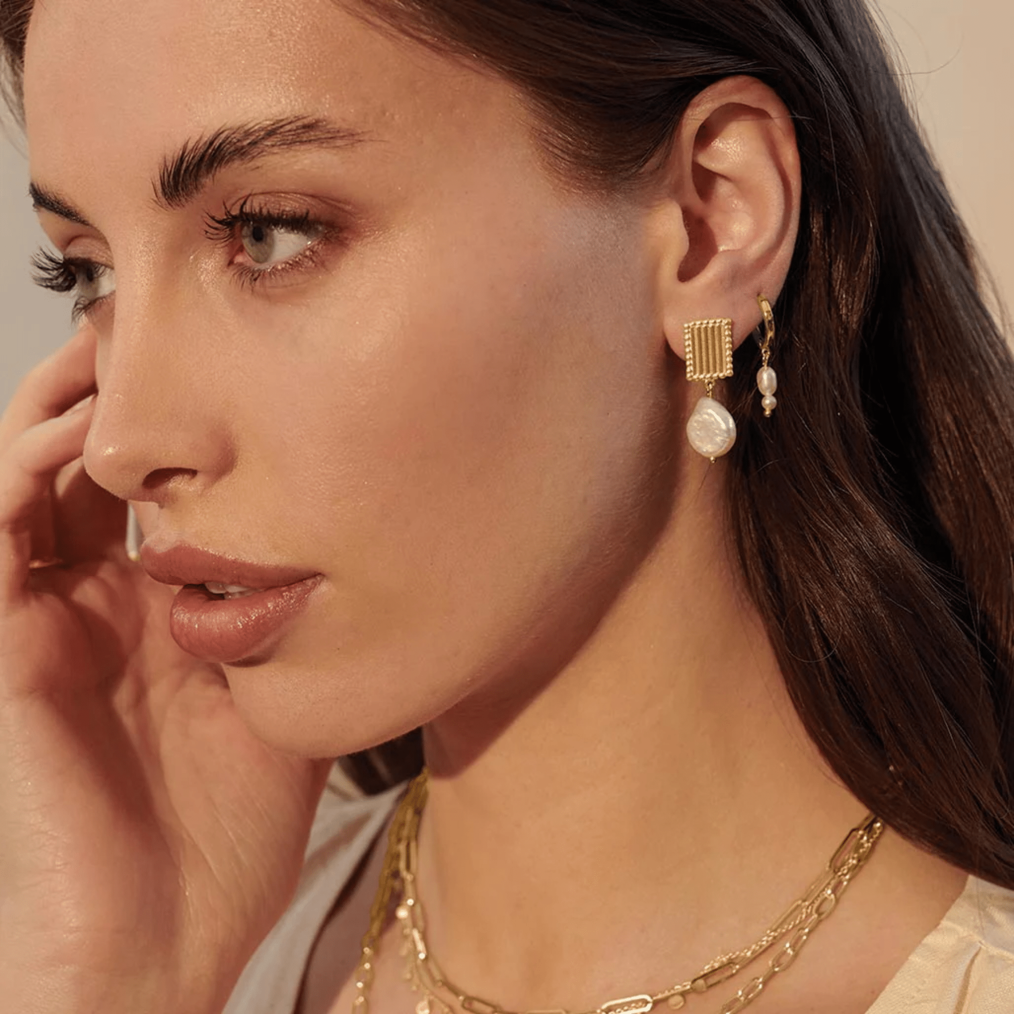 Earrings "Aphrodite" Small Pearl Drop 18KT Gold Plate - Whatever We Like - 