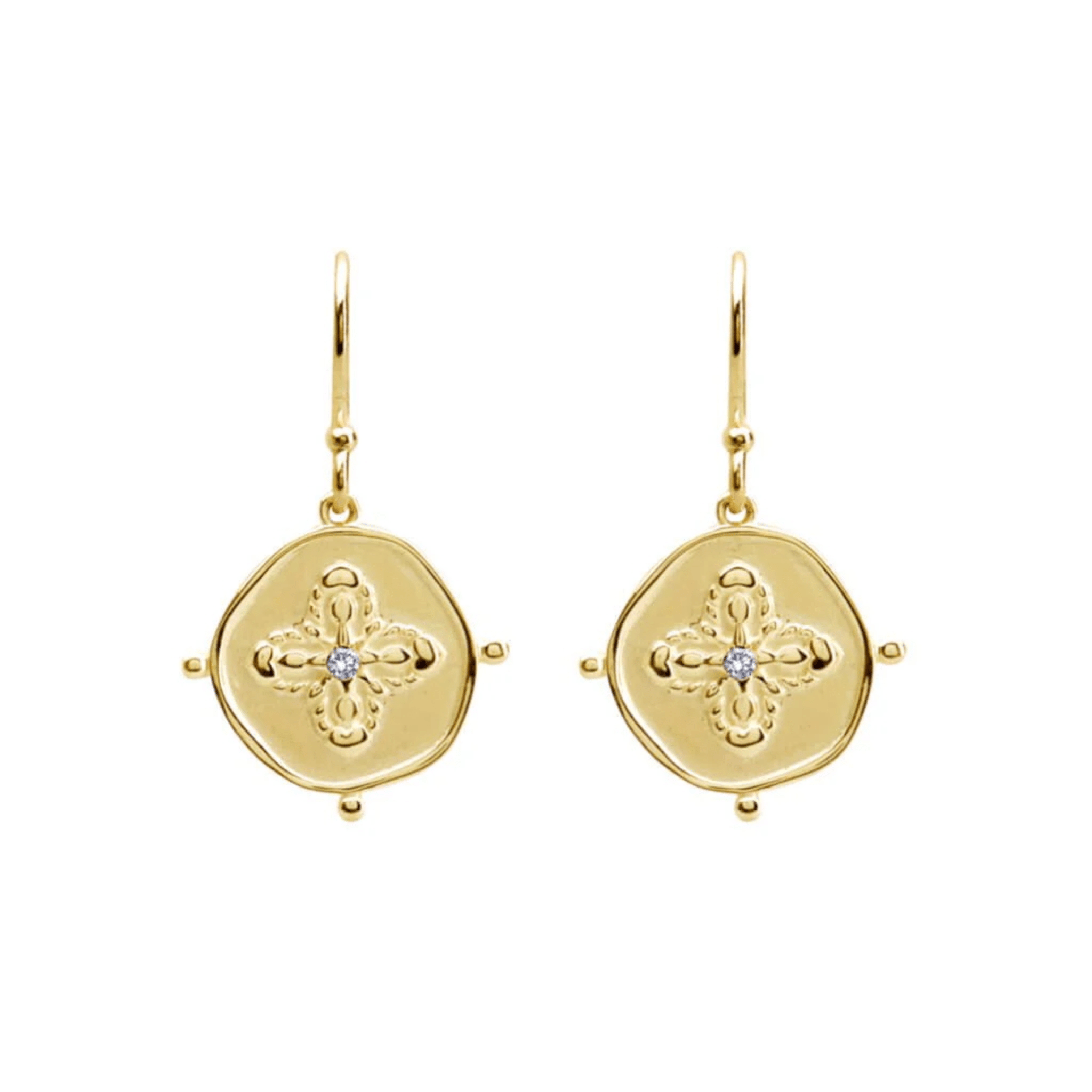 Earrings "Sahara" 18 KT Gold Plate w White Topaz - Whatever We Like - 
