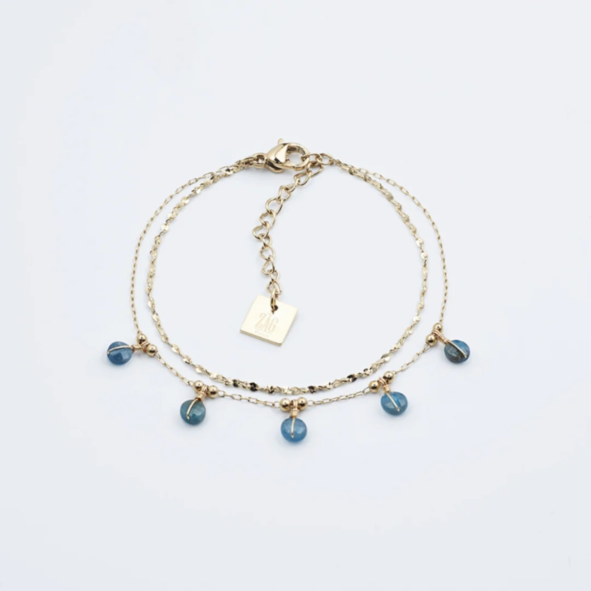 Zag Bracelet Beans Double Strand Aqua