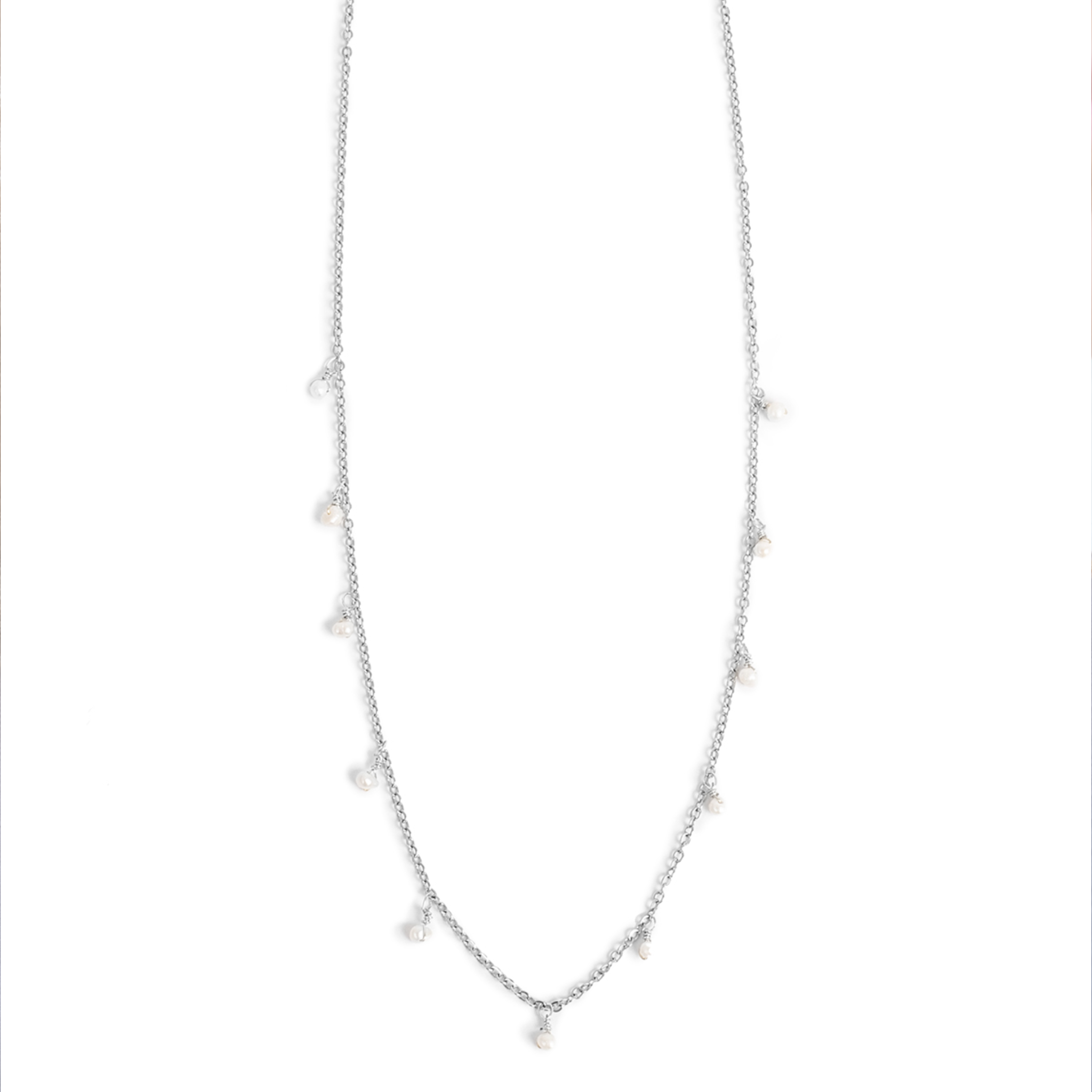 A&C Steel Necklace w Mini Pearls