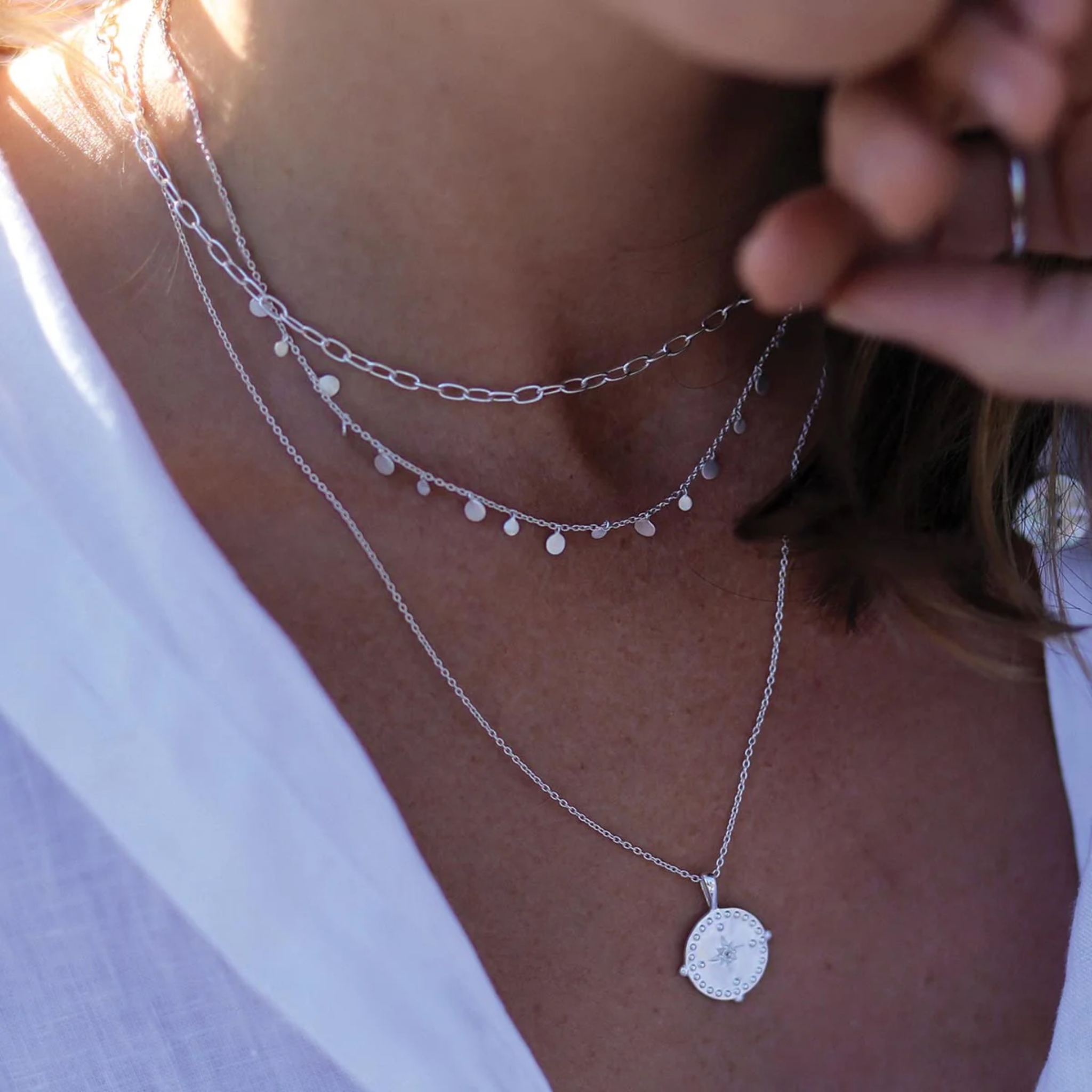 Necklace Coin Choker Sterling Silver