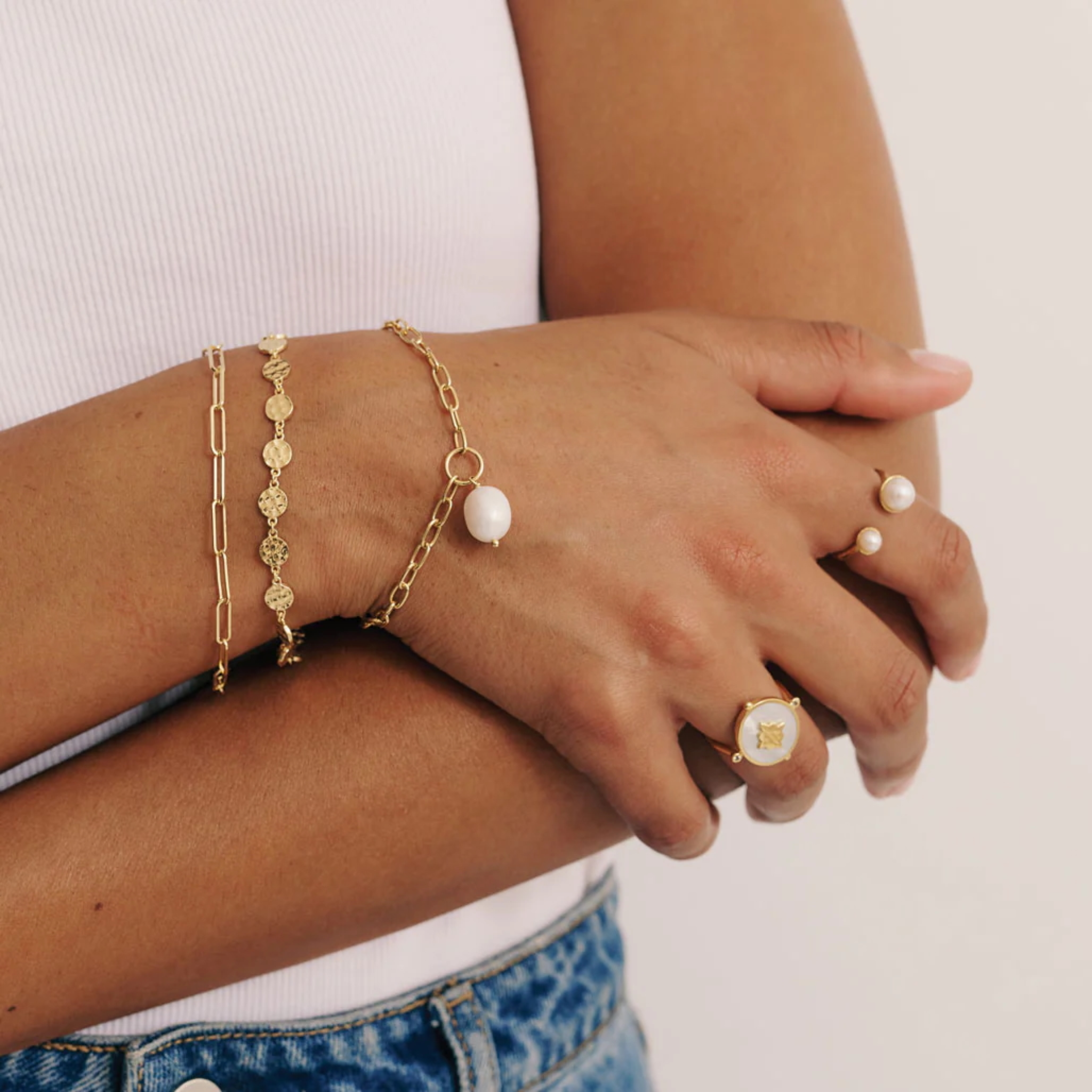Bracelet "Aphrodite" Pearl Drop 18 KT Gold Plate