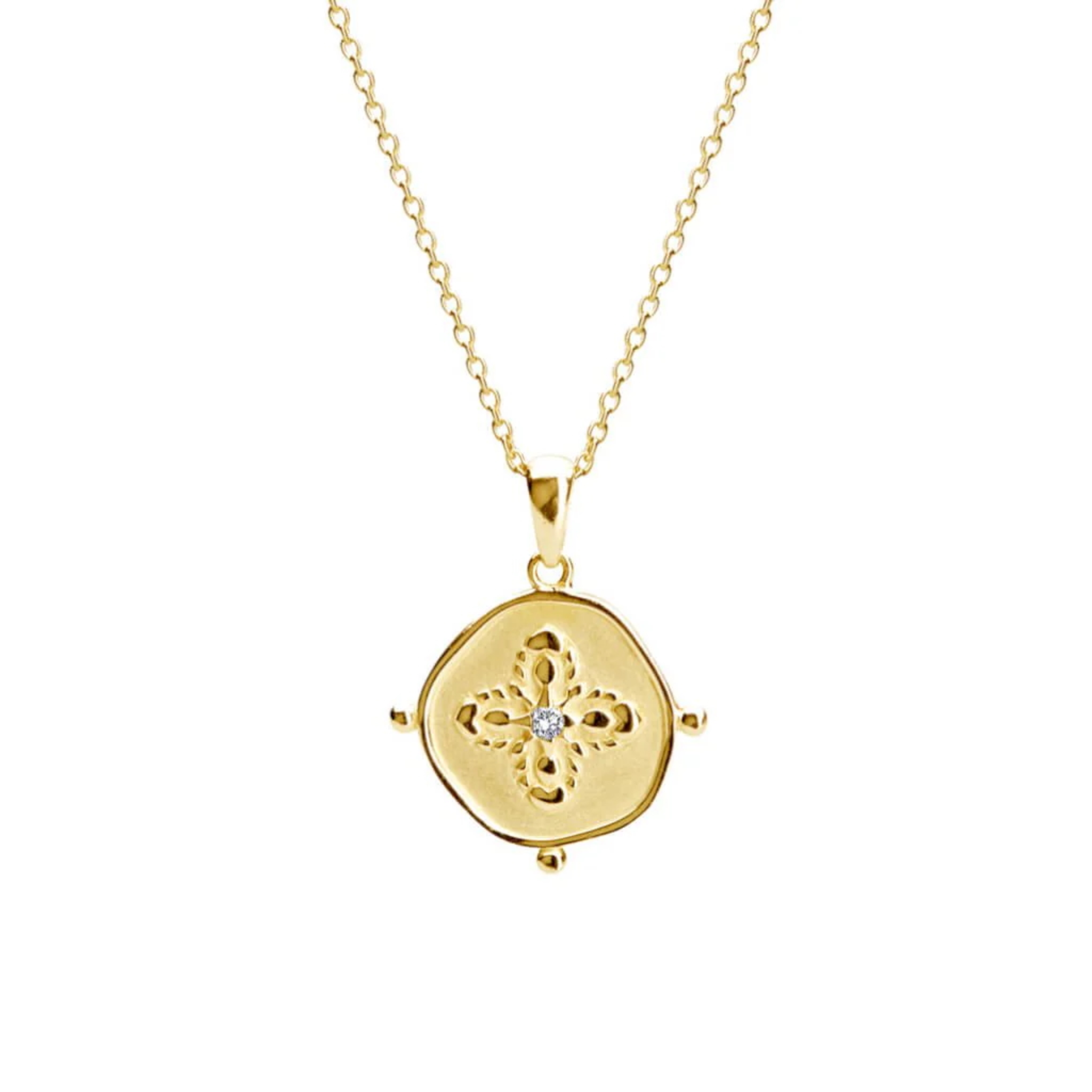 Necklace "Sahara" Pendant 18 KT Gold Plate w White Topaz