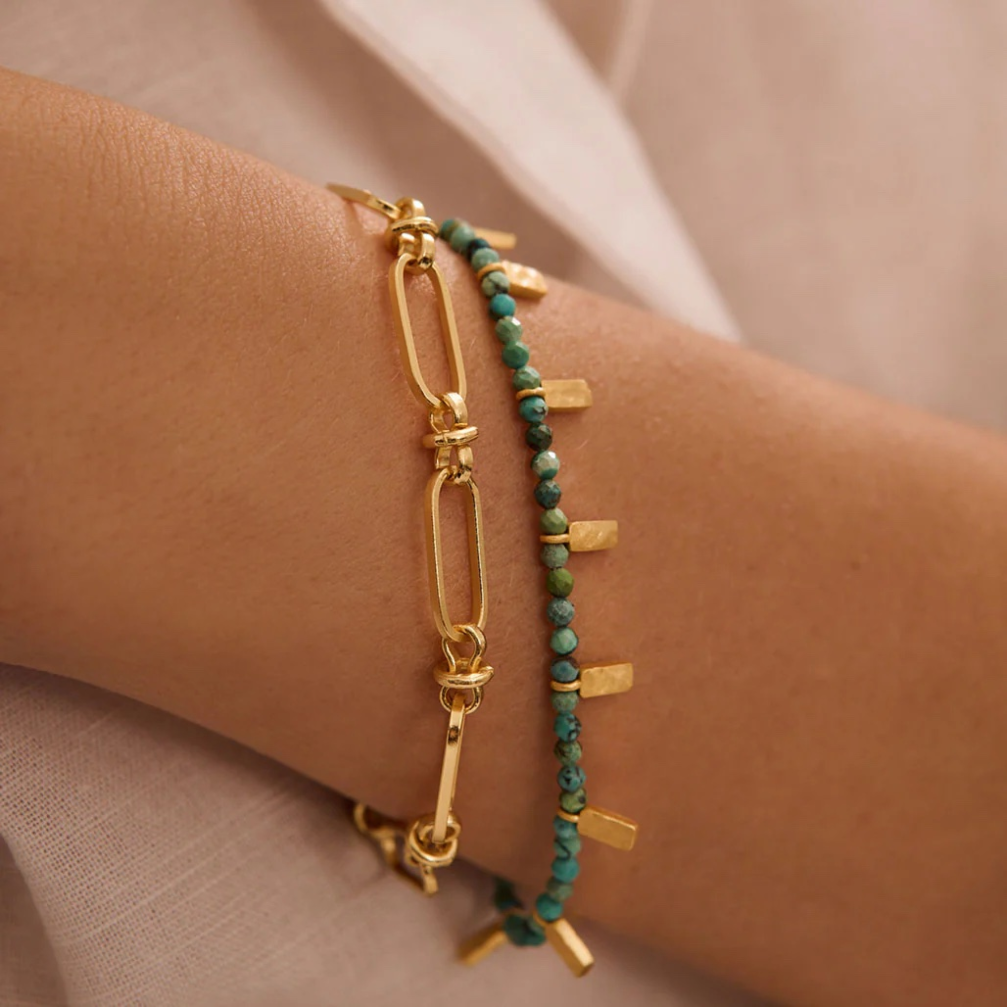 Bracelet Turquoise 18KT Gold Plate