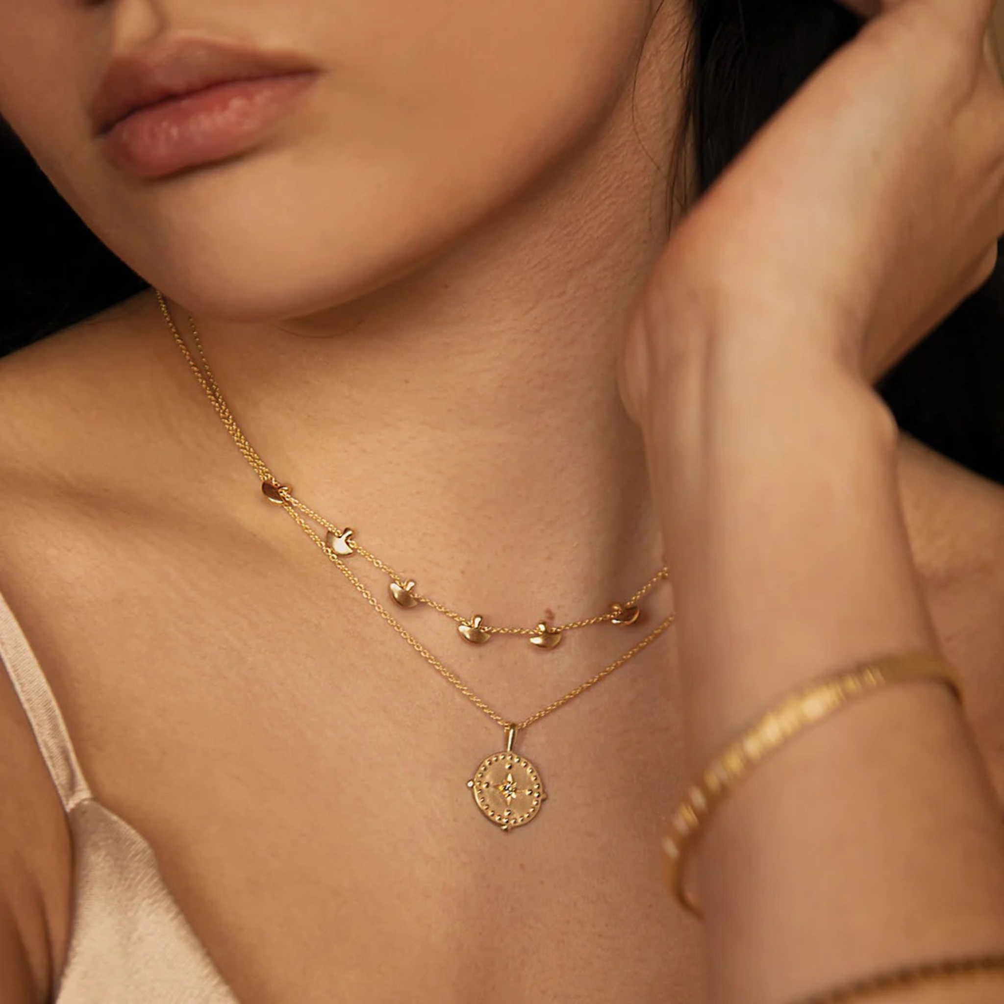 Necklace "Into the Light" Pendant 18 KT Gold Plate