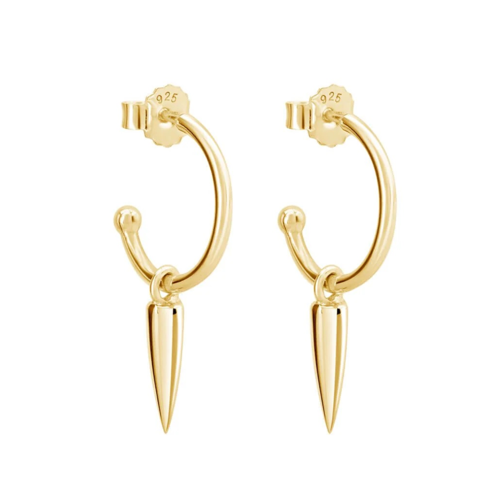 Earrings Dagger Hoops 18 KT Gold Plate