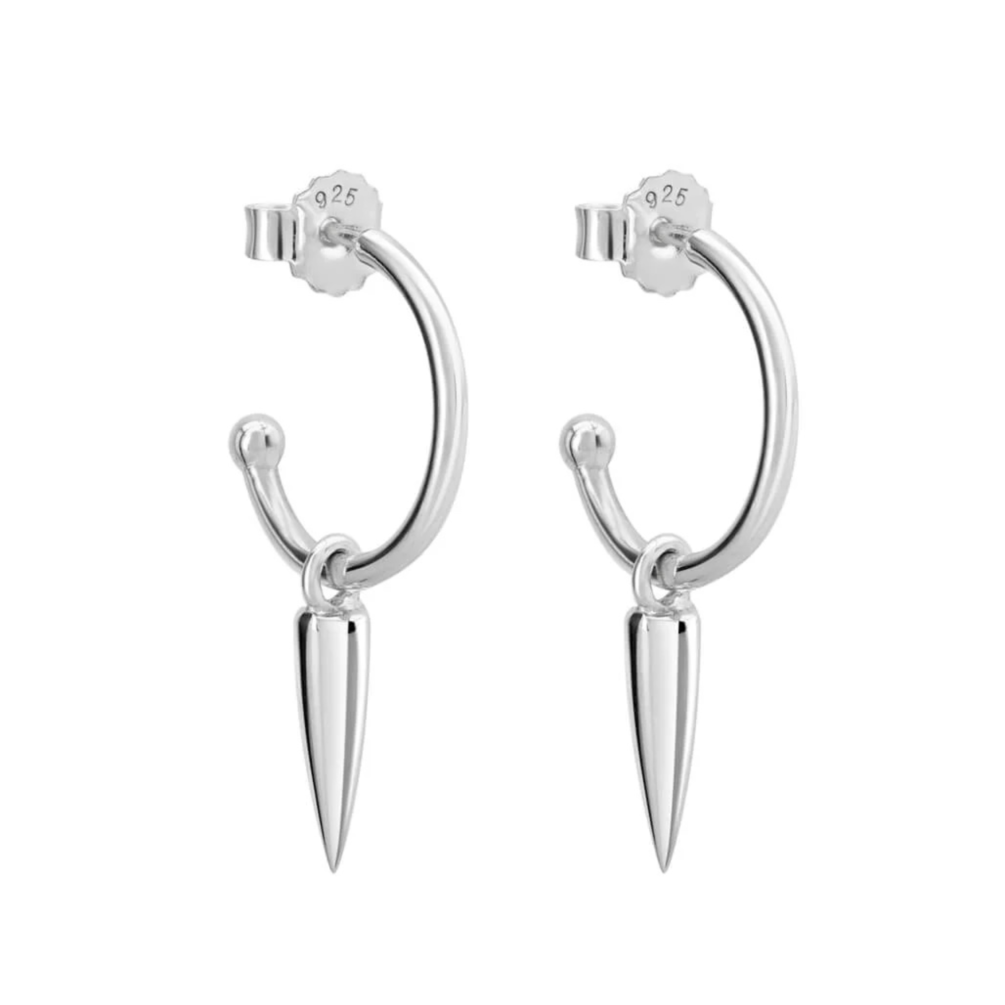 Earrings Dagger Hoops Sterling Silver