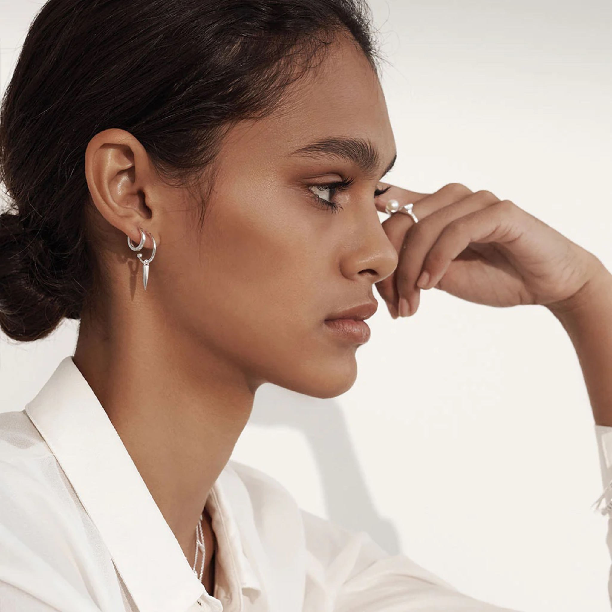 Earrings Dagger Hoops Sterling Silver