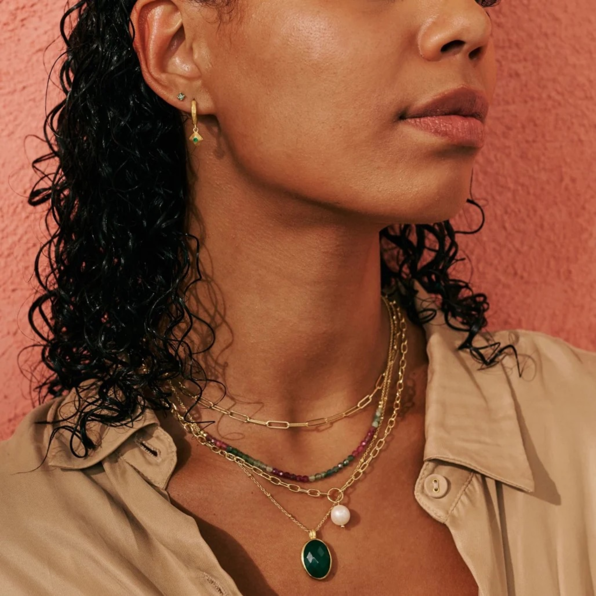 Necklace "Wandering Soul" Tourmaline 18KT Gold
