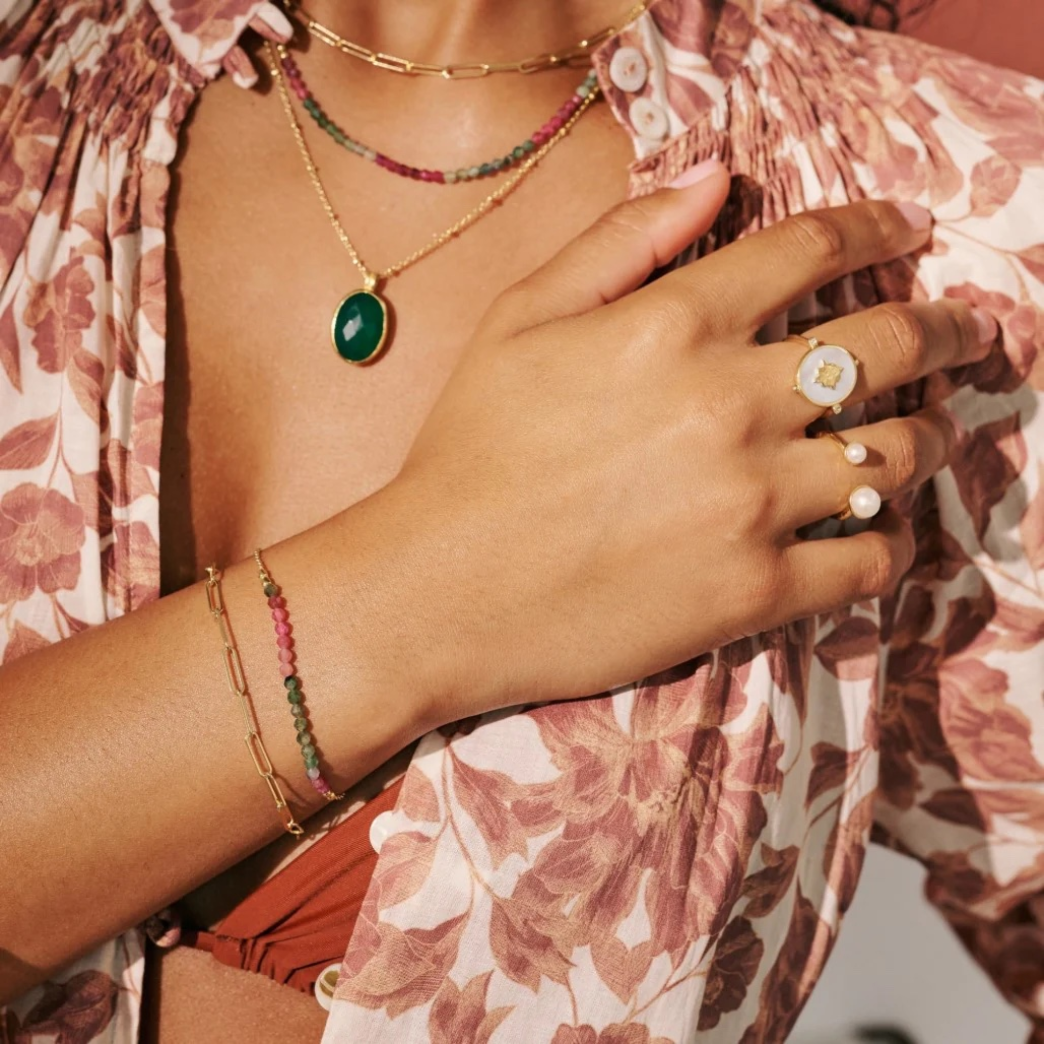 Bracelet "Wandering Soul" Tourmaline 18KT Gold Plate