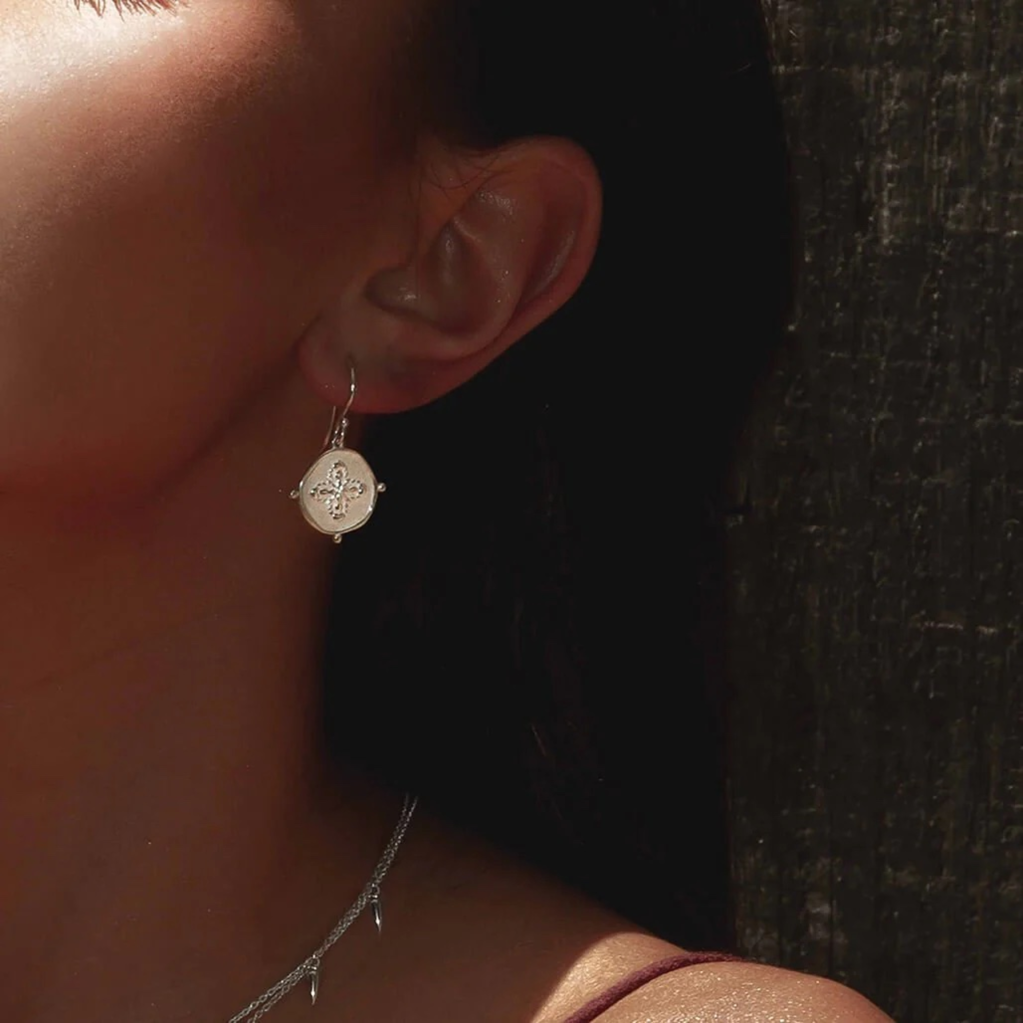 Earrings "Sahara" Sterling Silver w White Topaz Stone