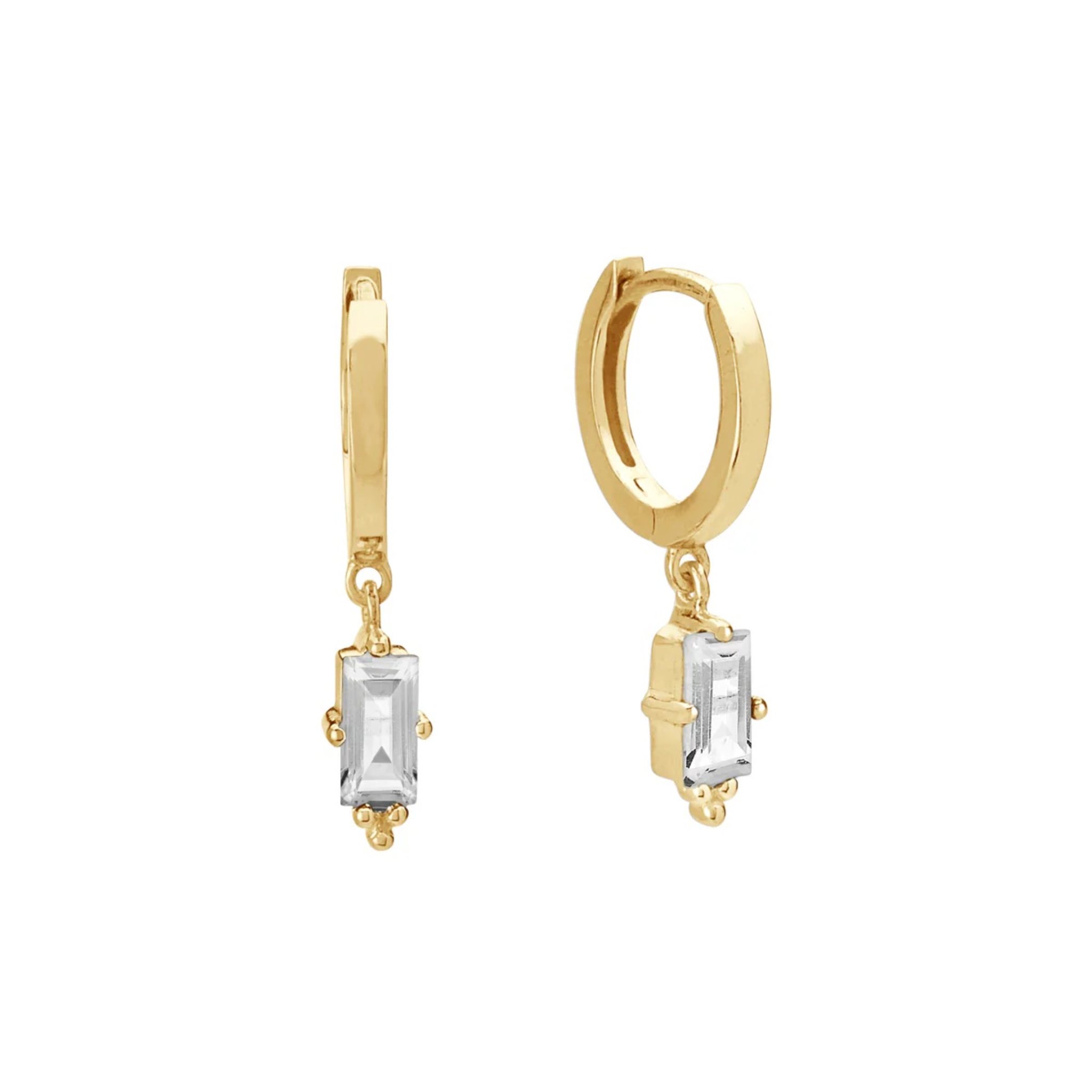 Earrings Huggie w Zirconia Baguette