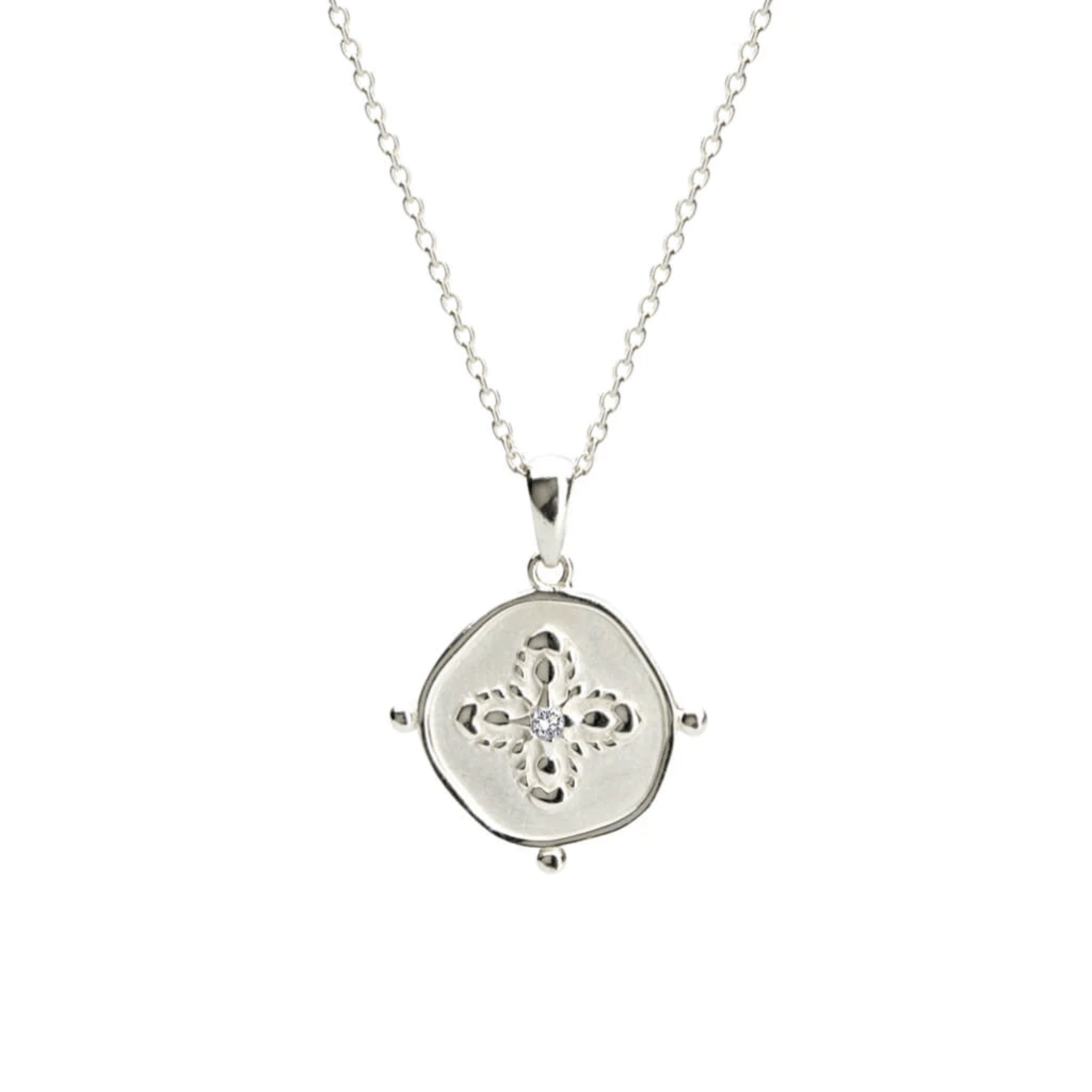 Necklace "Sahara" Pendant Sterling Silver w White Topaz Stone - Whatever We Like - 