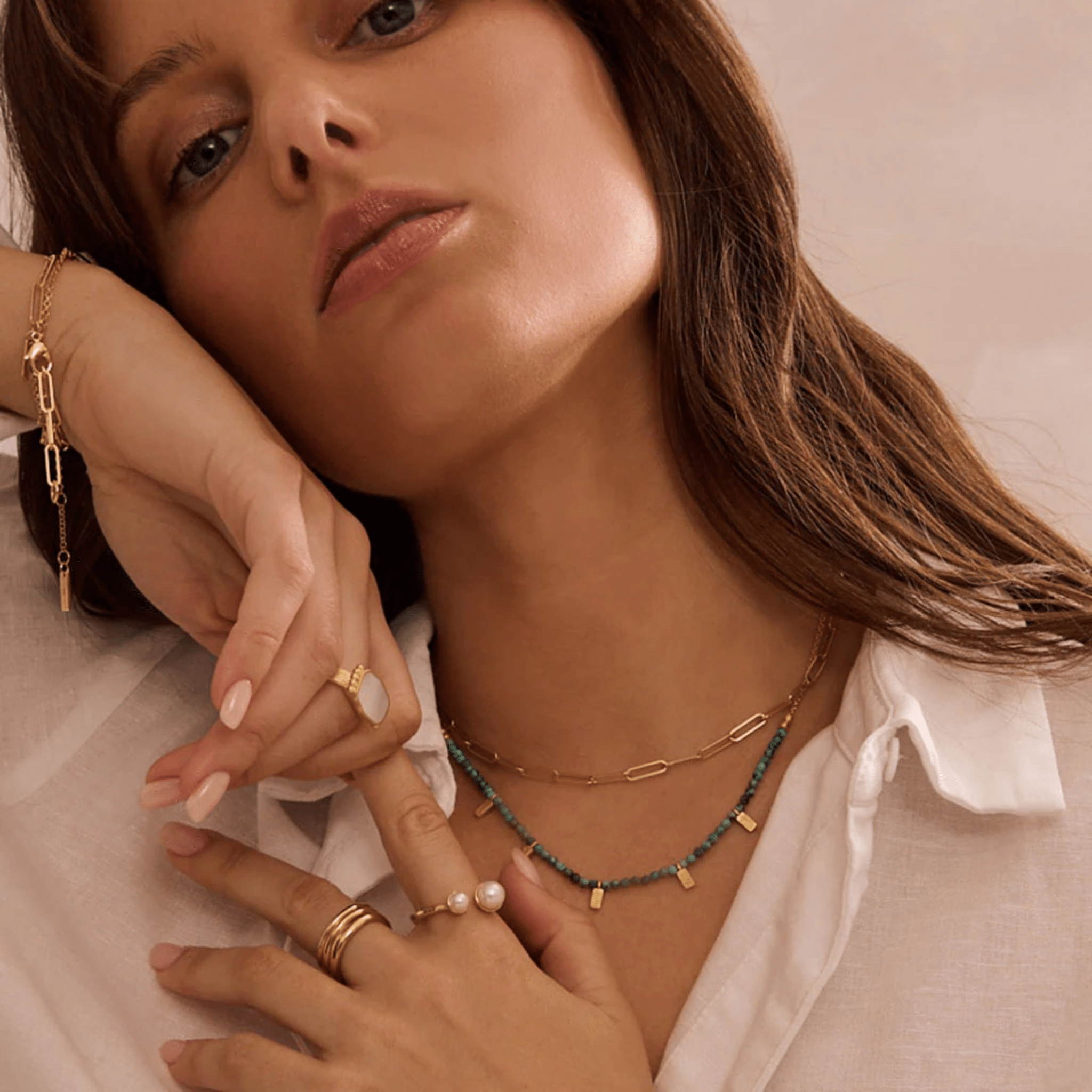 Necklace Turquoise Choker 18KT Gold Plate - Whatever We Like - 